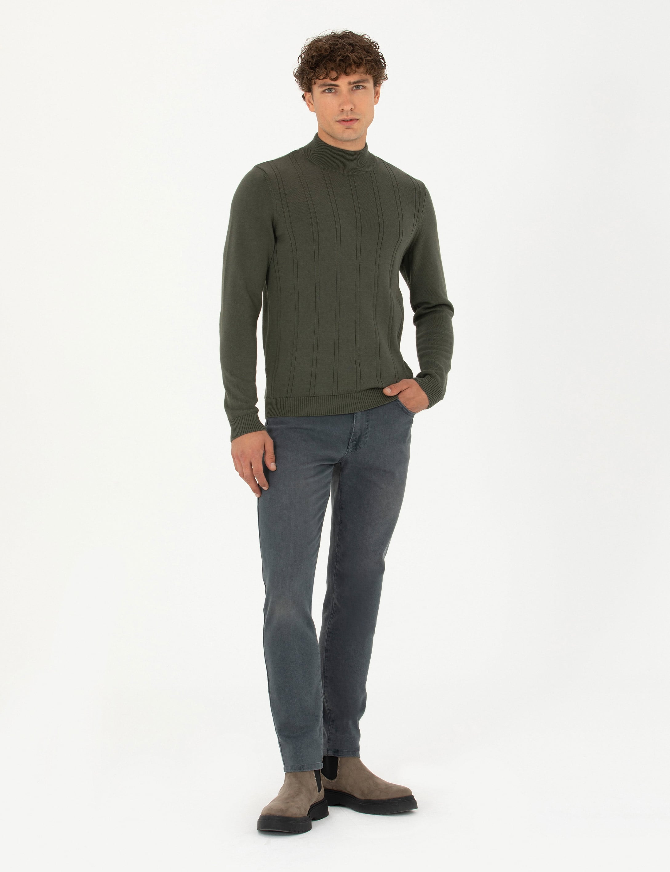 Haki Slim Fit Jean Pantolon