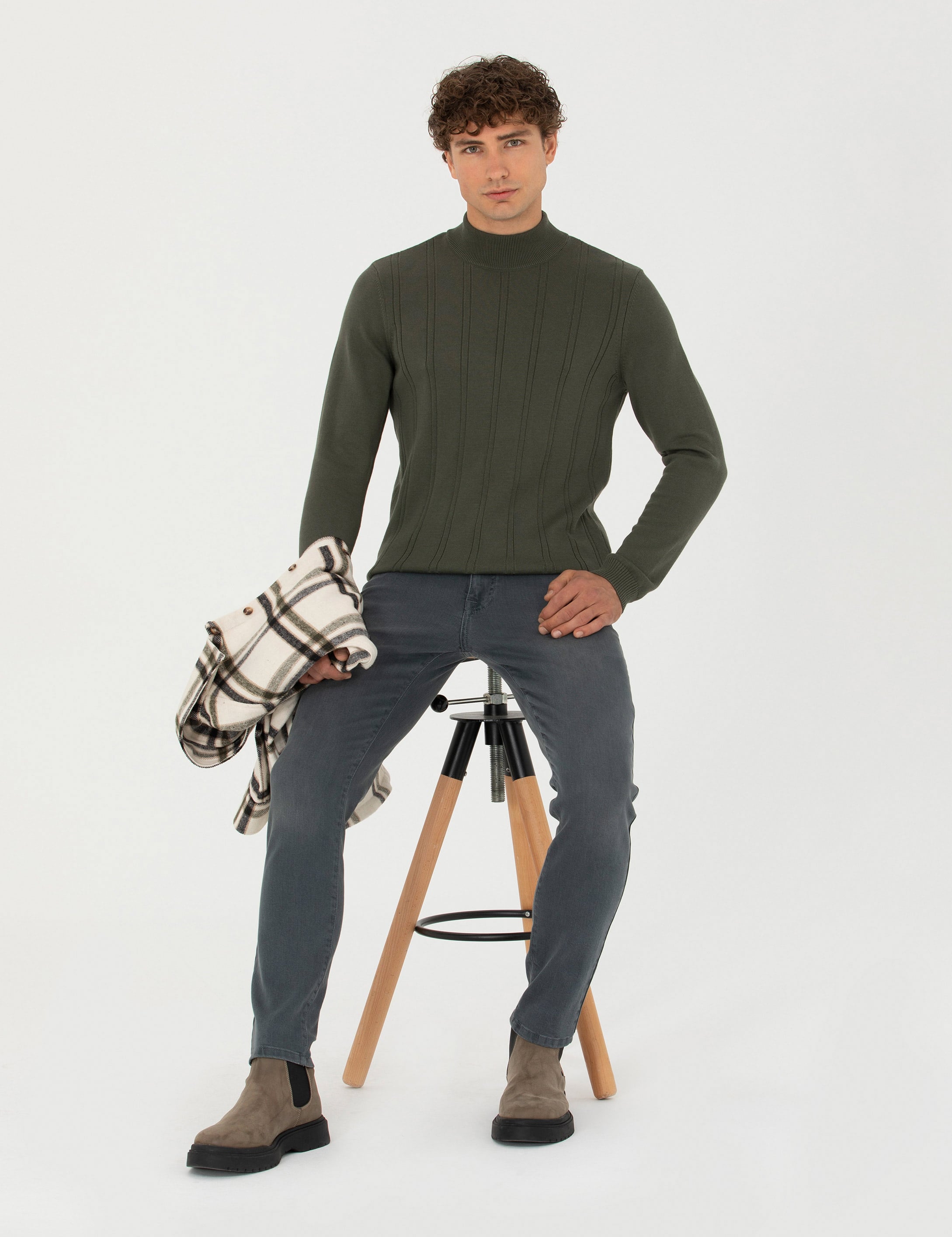 Haki Slim Fit Jean Pantolon - Image 2