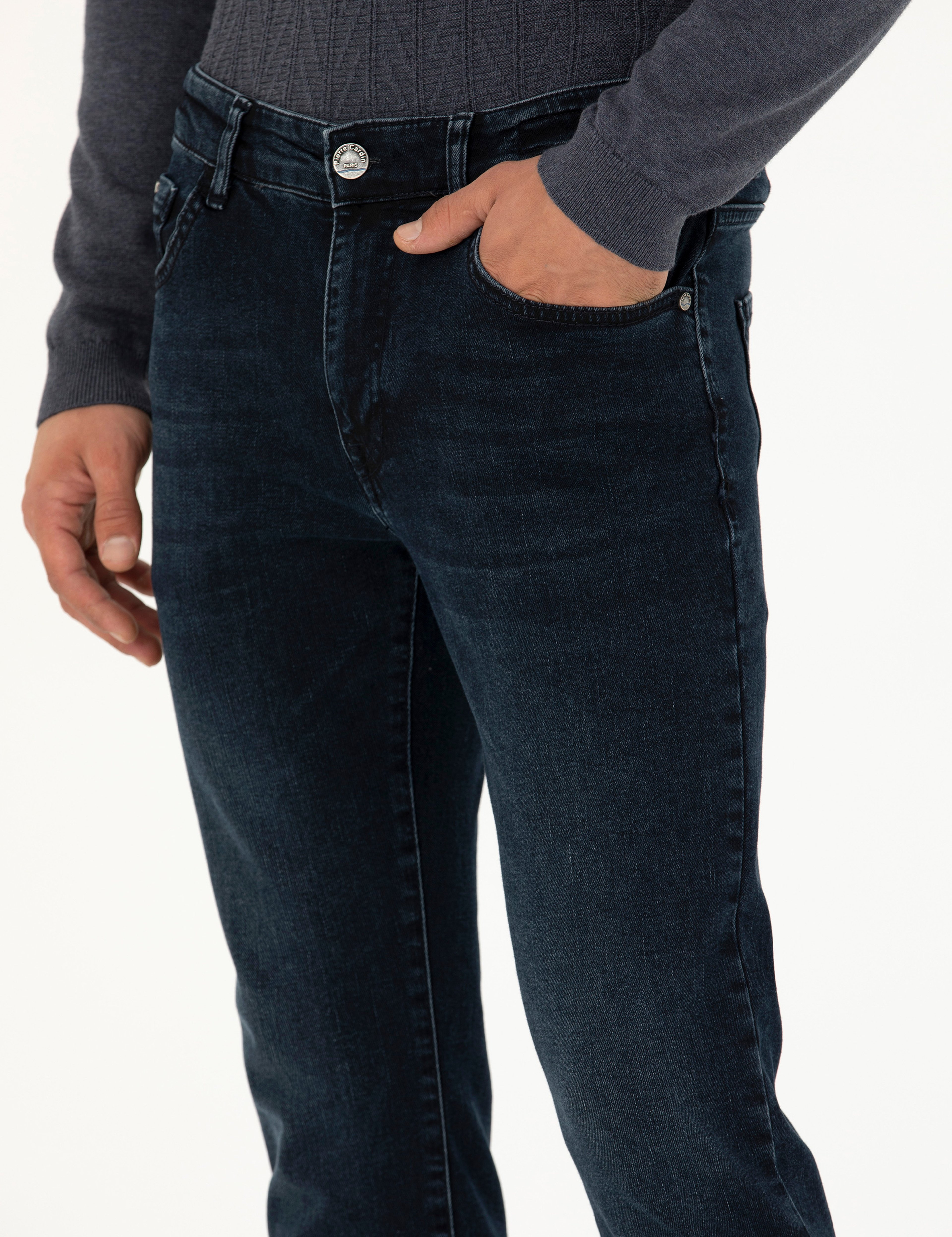 Lacivert Slim Fit Jean Pantolon - Image 6