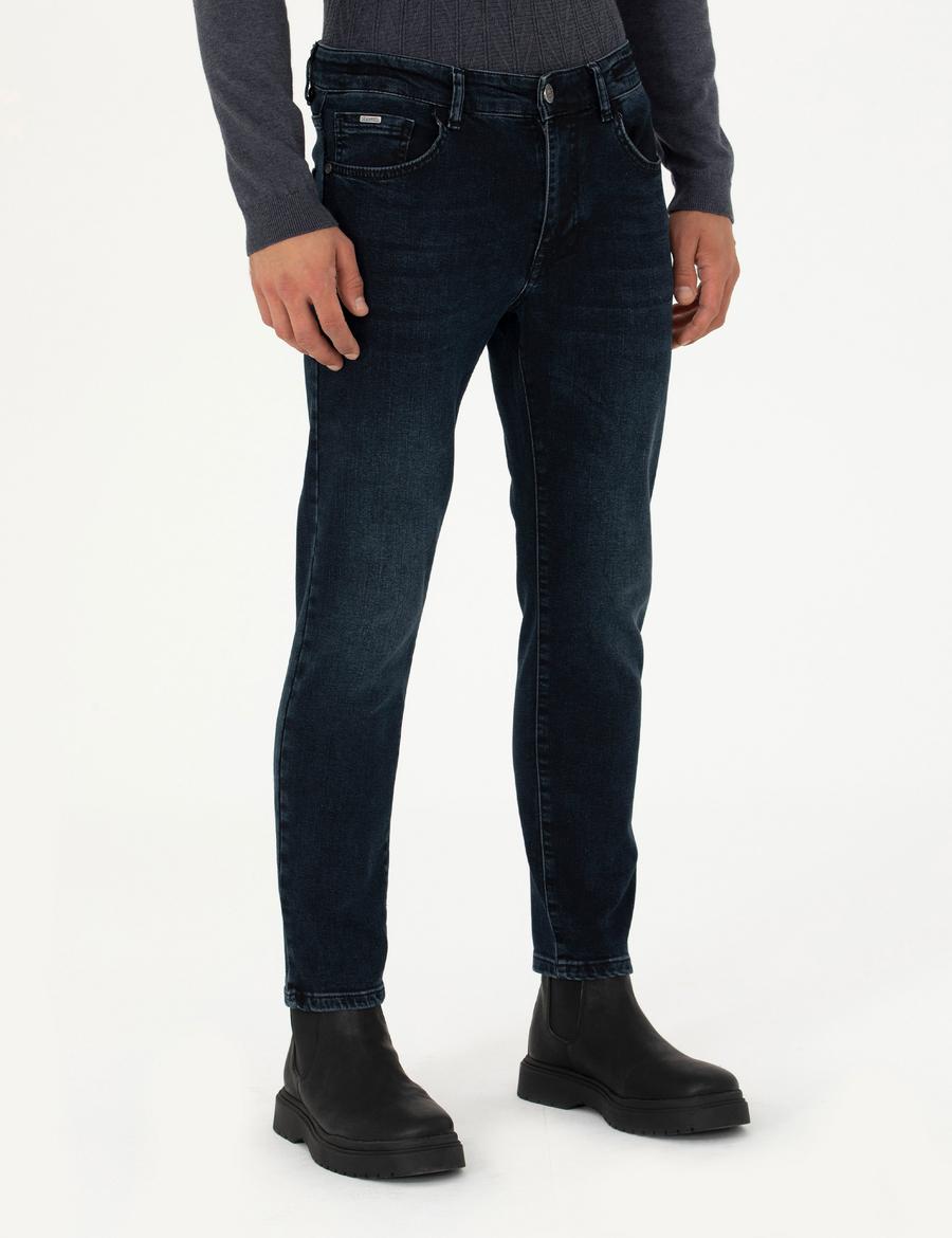 Lacivert Slim Fit Jean Pantolon