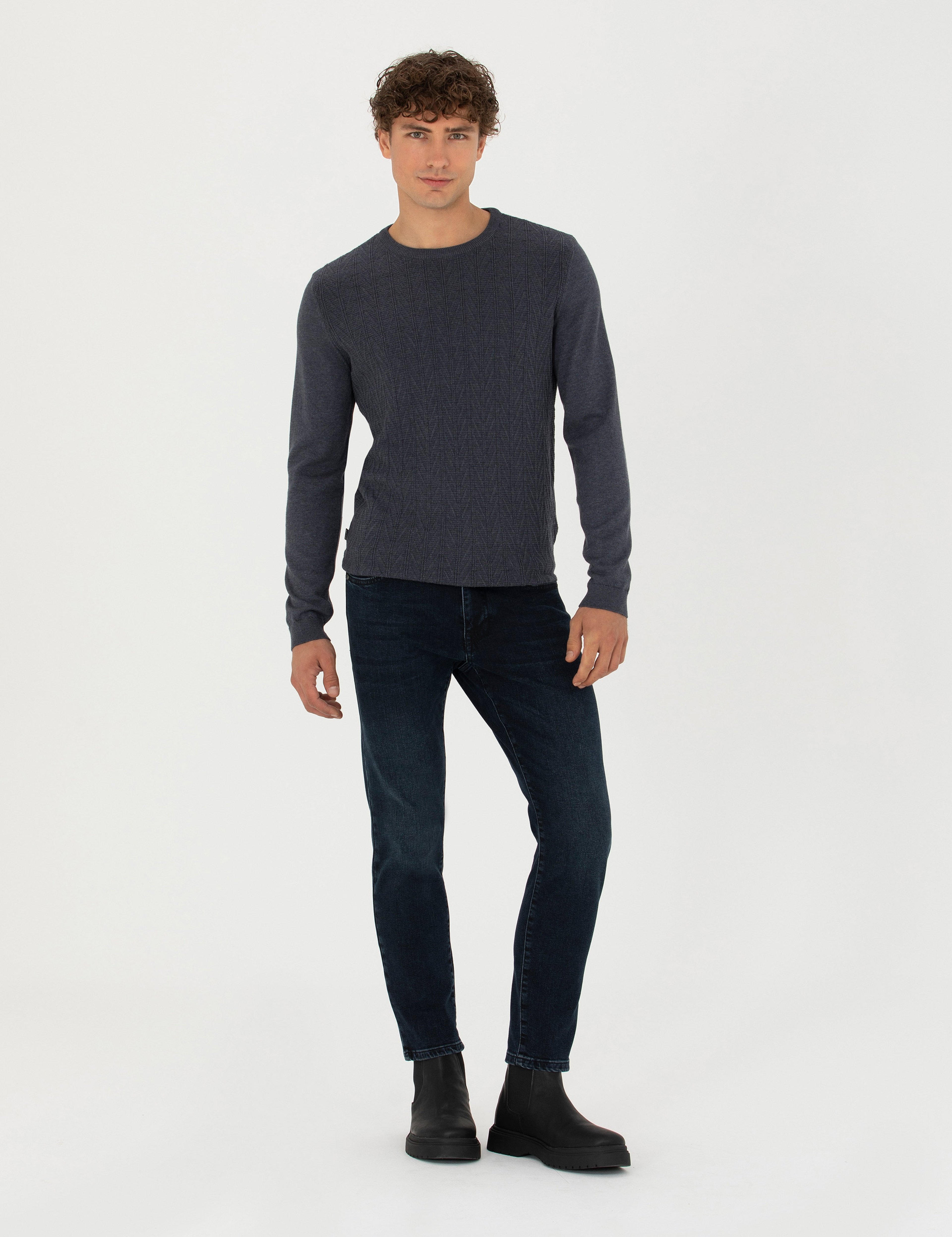 Lacivert Slim Fit Jean Pantolon - Image 1