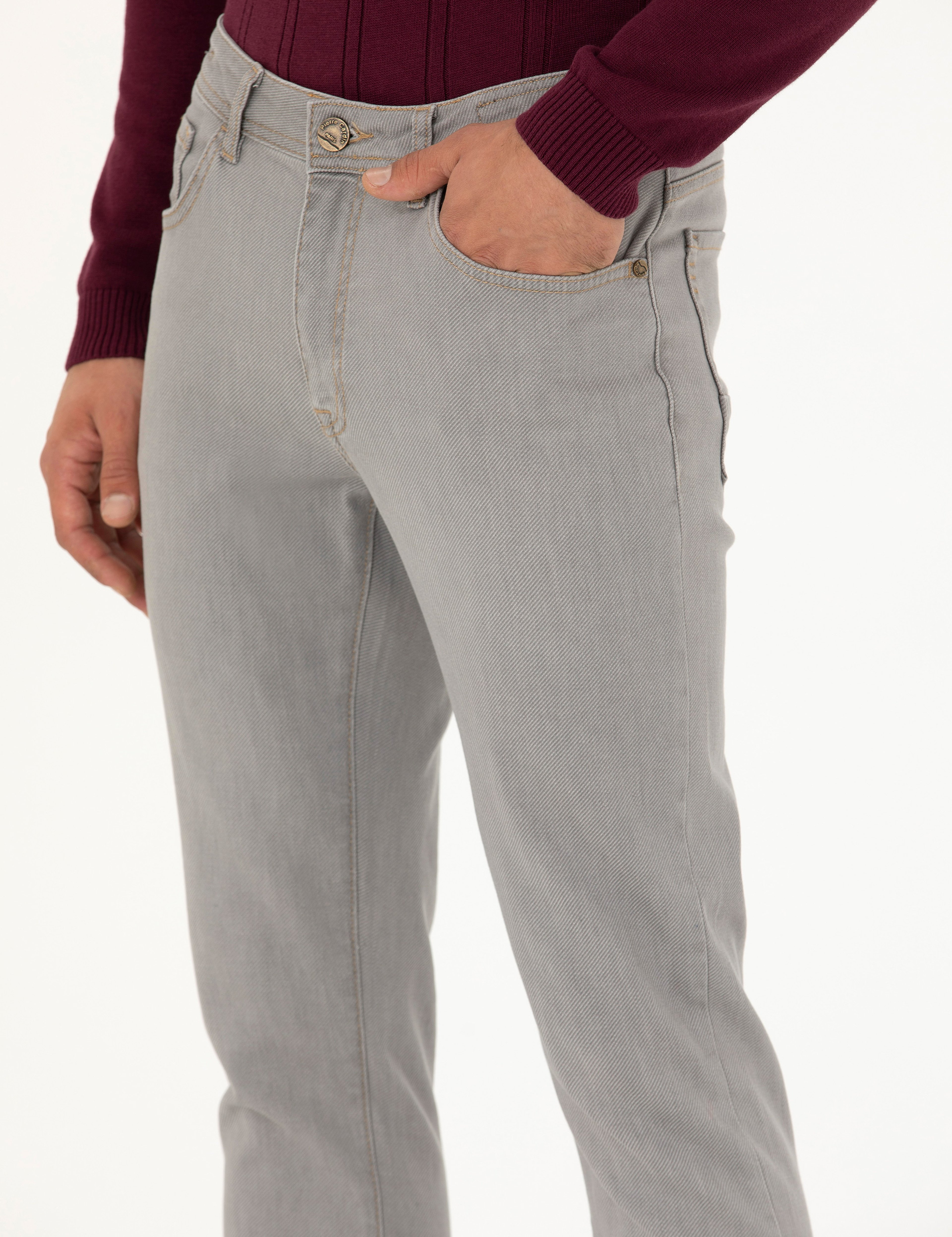 Gri Slim Fit Jean Pantolon - Image 6