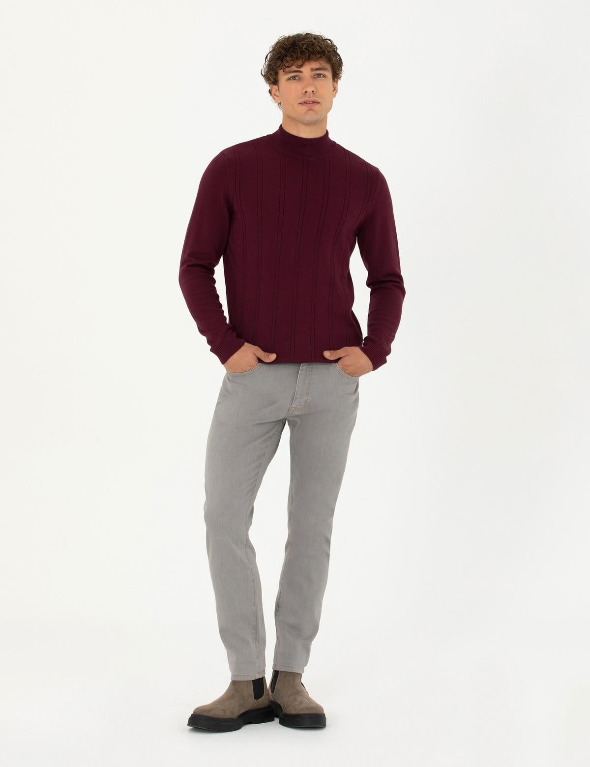 Gri Slim Fit Jean Pantolon