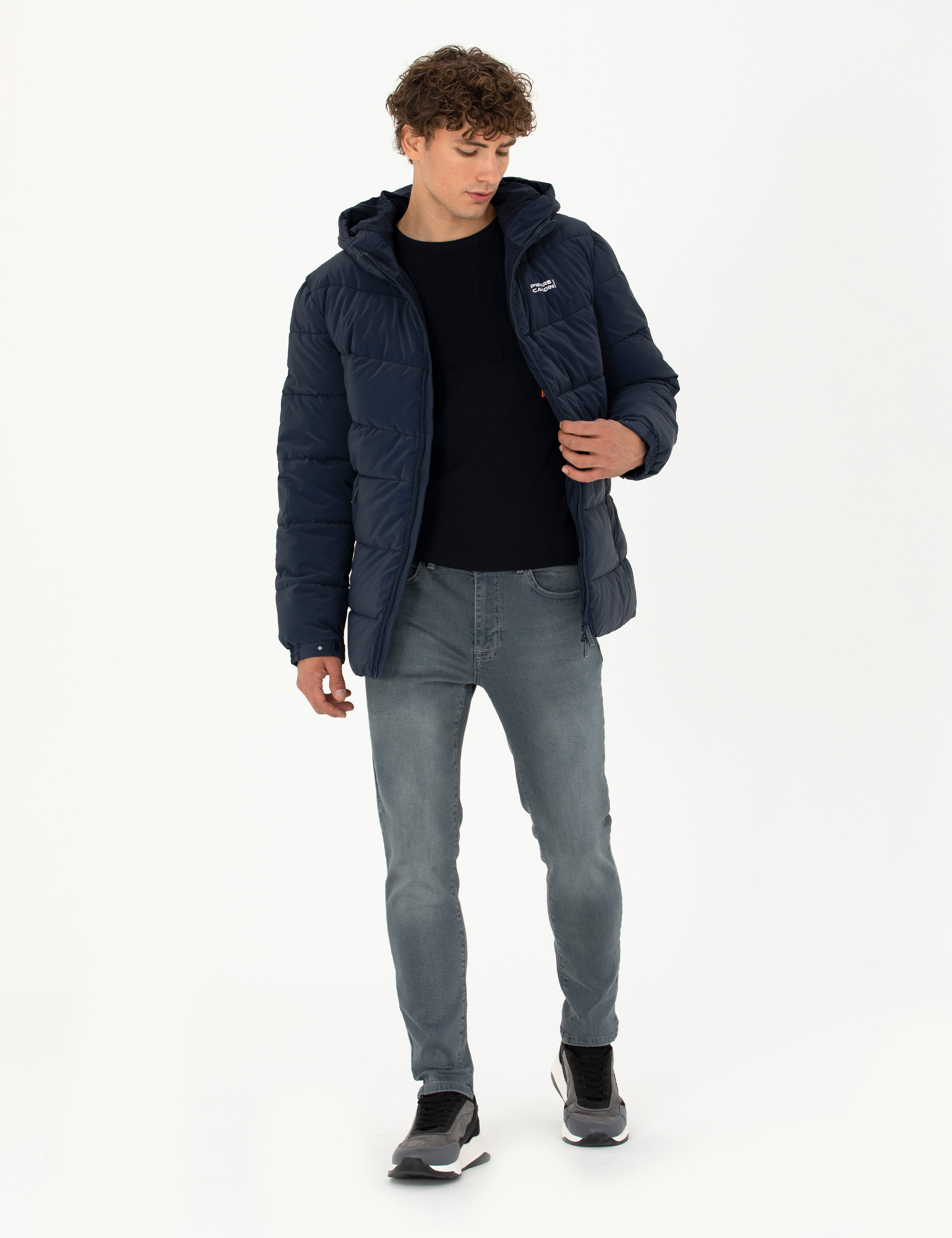 Pierre Cardin Lacivert Kapüşonlu Spor Mont görsel 4