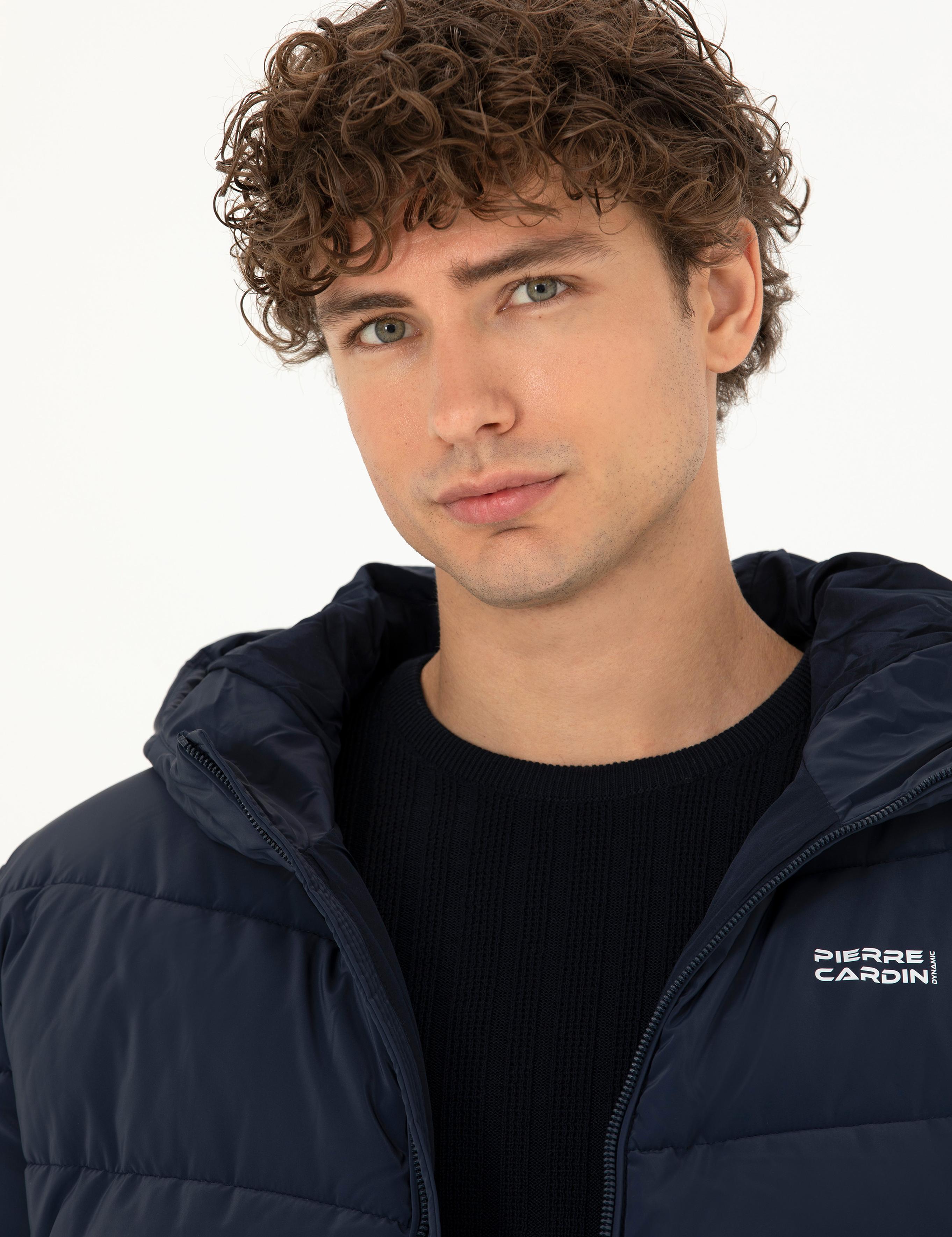 Lacivert Kapüşonlu Spor Mont