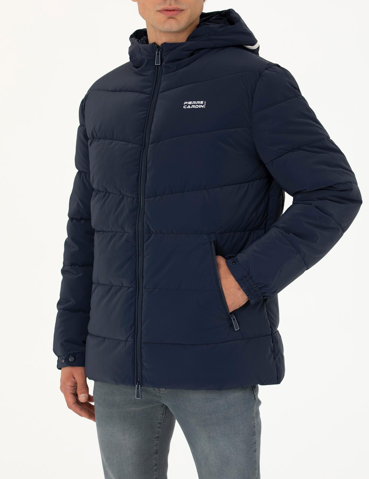 Lacivert Kapüşonlu Spor Mont - 50272325013