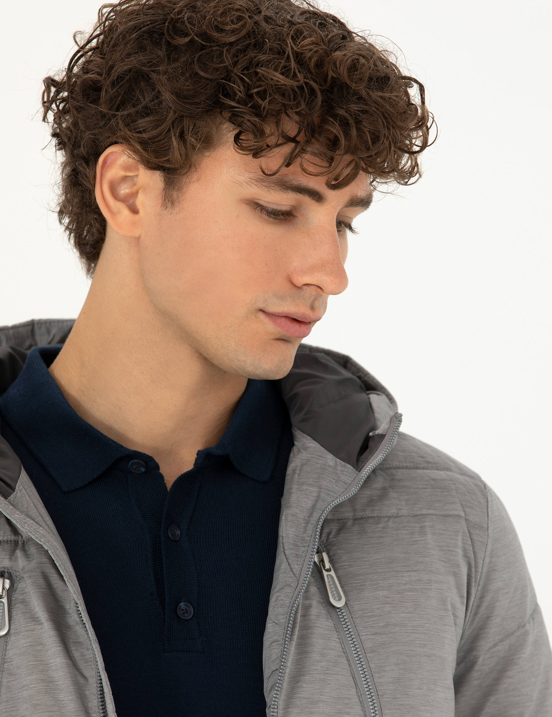 Pierre Cardin Gri Kapüşonlu Dolgulu Spor Mont görsel 2