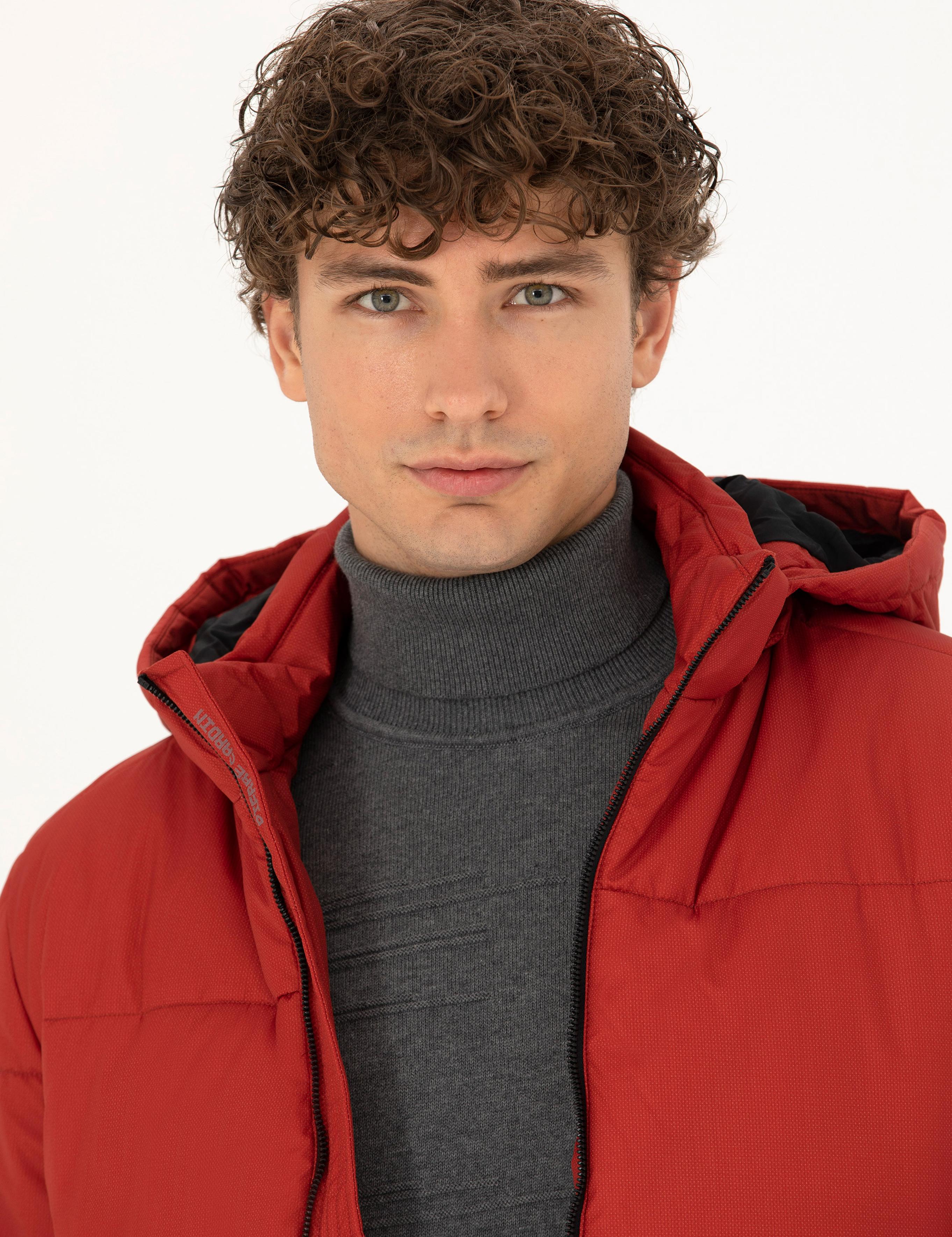 Kiremit Kapüşonlu Şişme Spor Mont