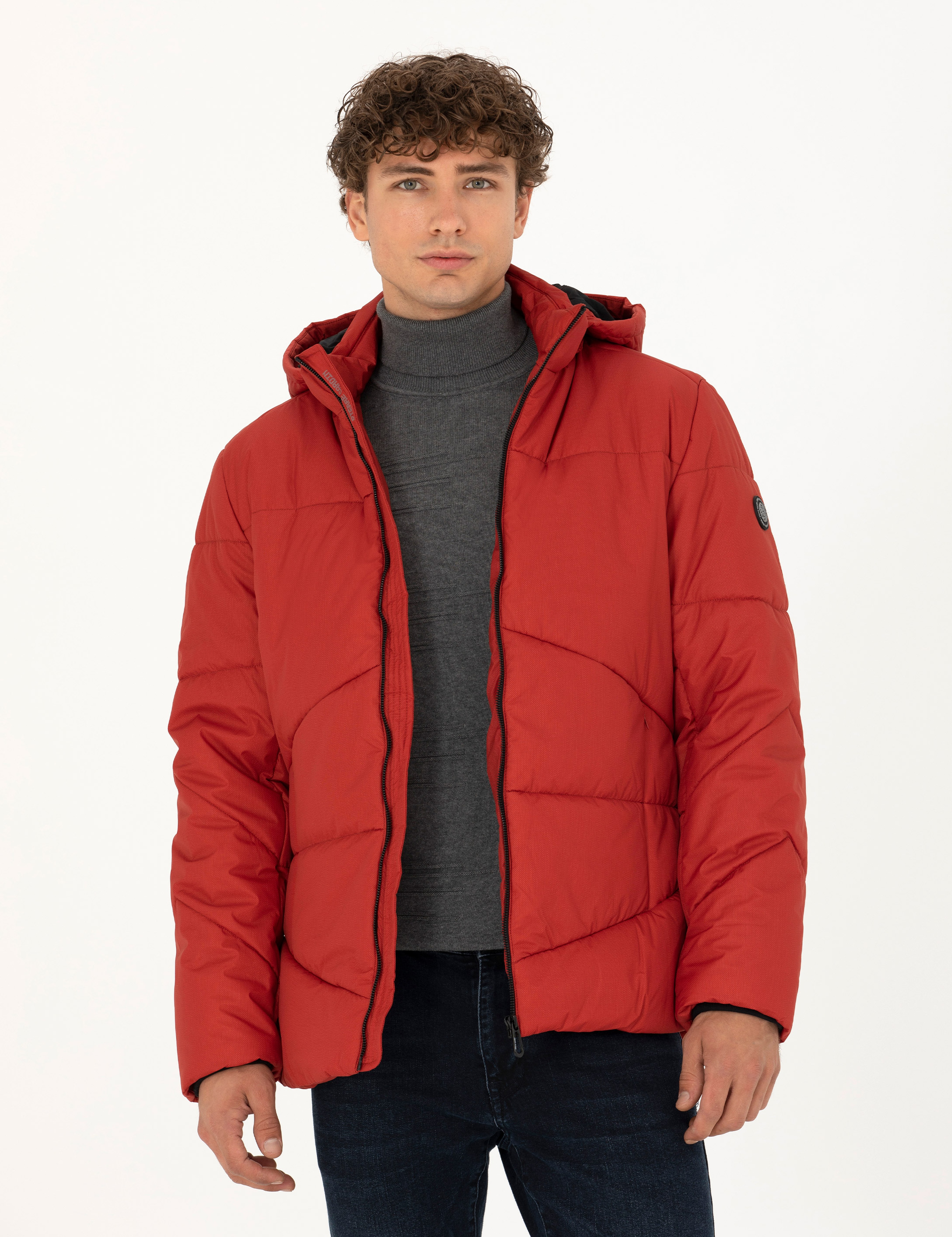 Kiremit Kapüşonlu Şişme Spor Mont - Image 3