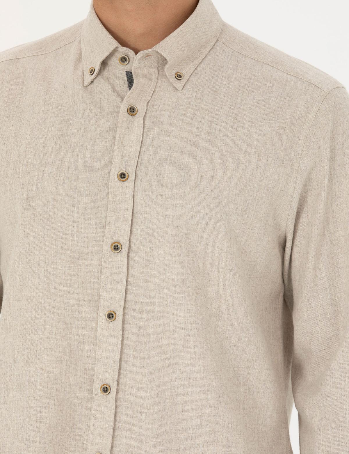 Bej Regular Fit Uzun Kollu Gömlek - 50275625003