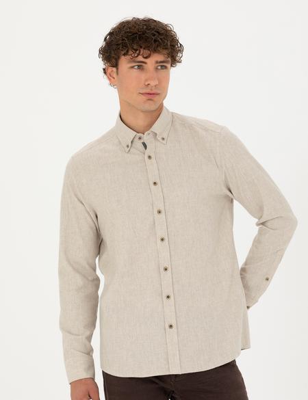 Bej Regular Fit Uzun Kollu Gömlek - 50275625003