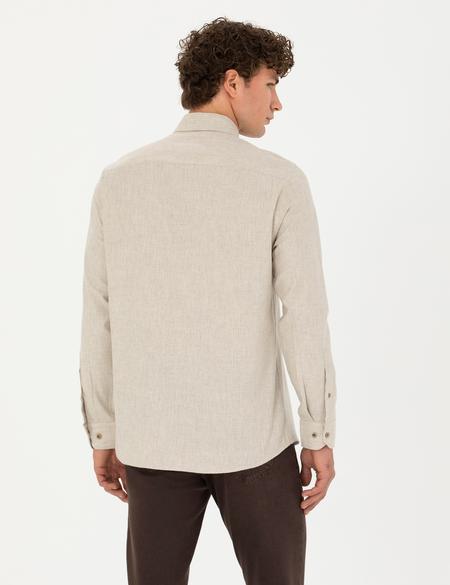Bej Regular Fit Uzun Kollu Gömlek - 50275625003