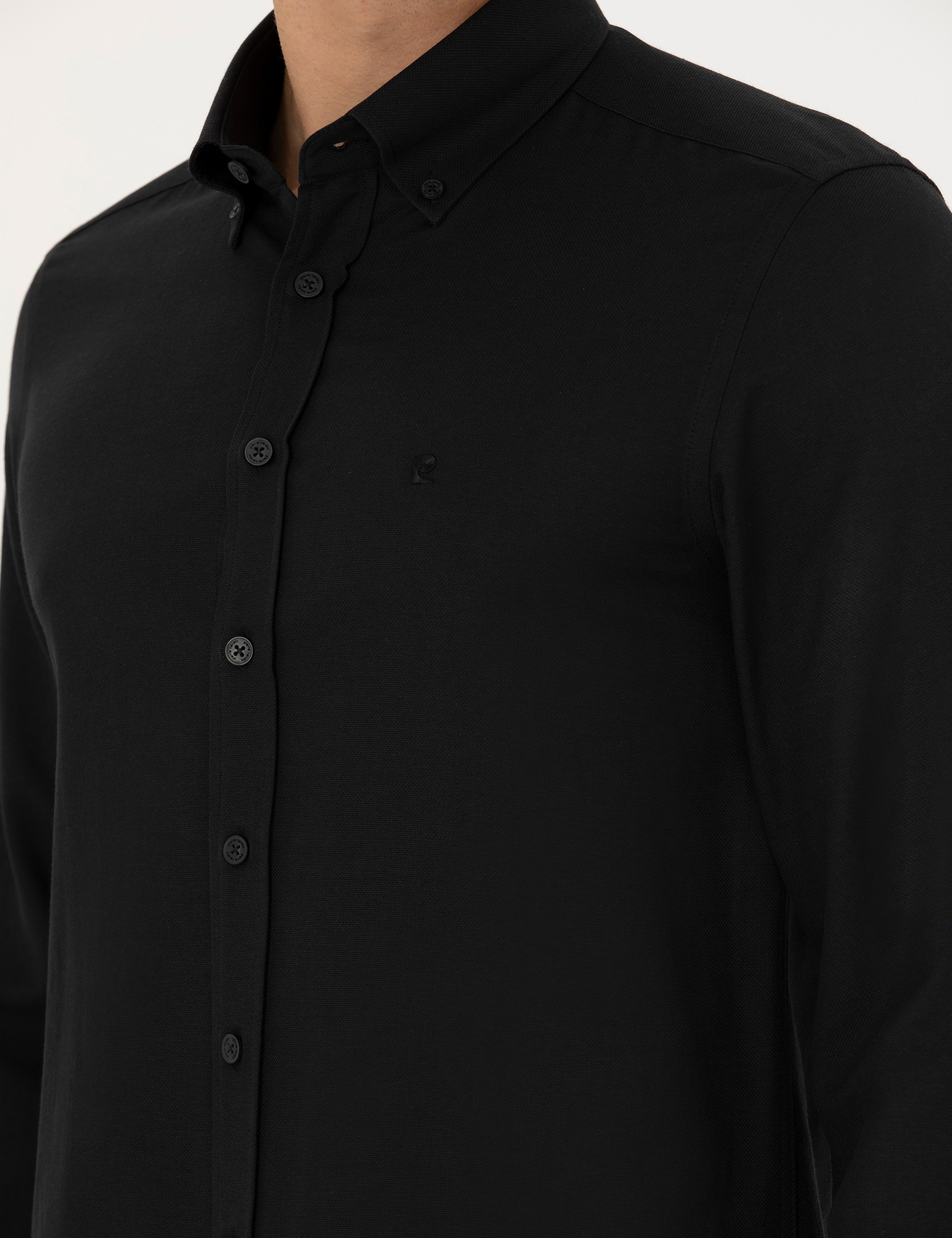 Siyah Slim Fit Uzun Kollu Gömlek - Image 7