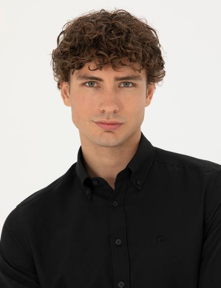 Siyah Slim Fit Uzun Kollu Gömlek - 50275814006