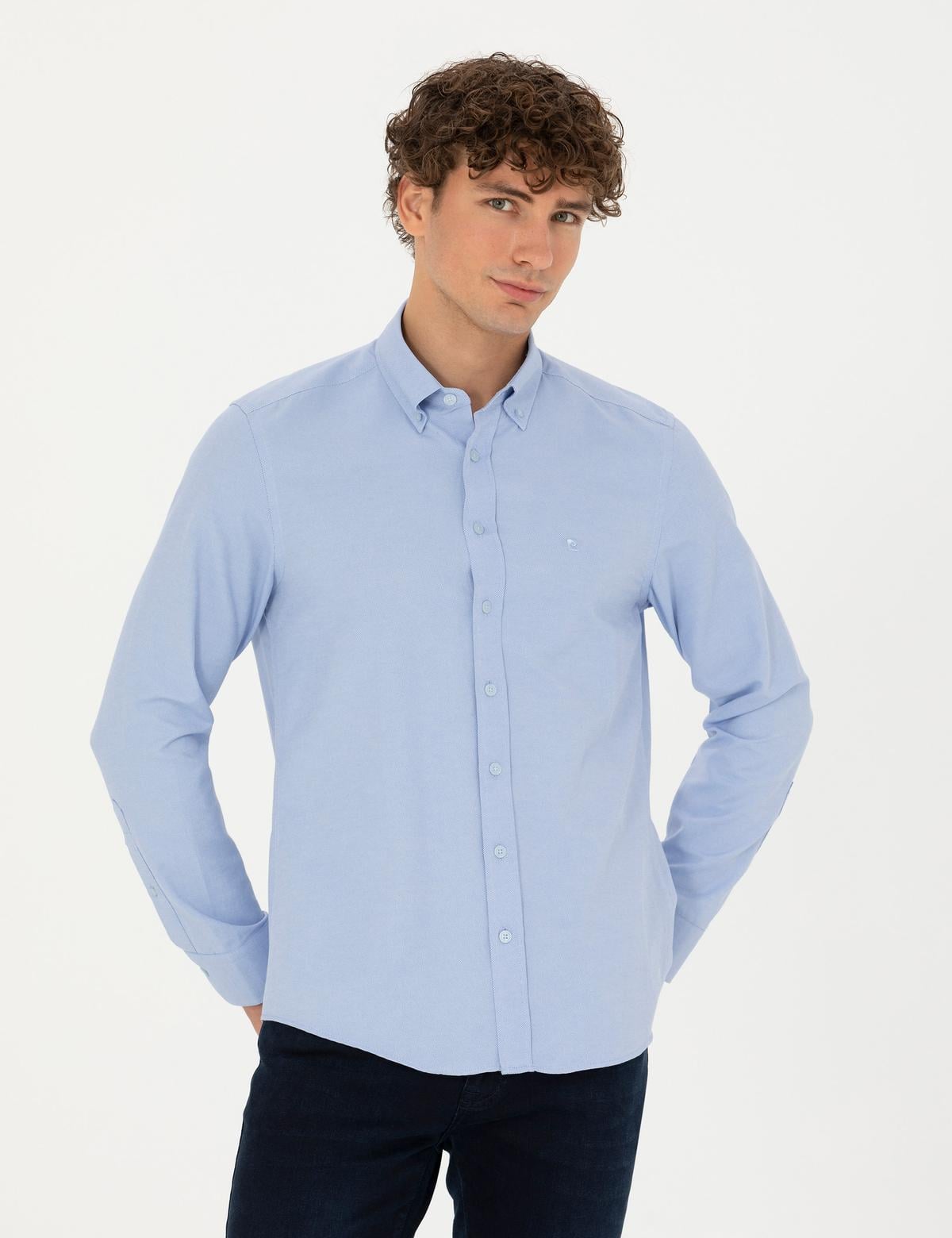 Açık Mavi Slim Fit Uzun Kollu Gömlek - 50275814015