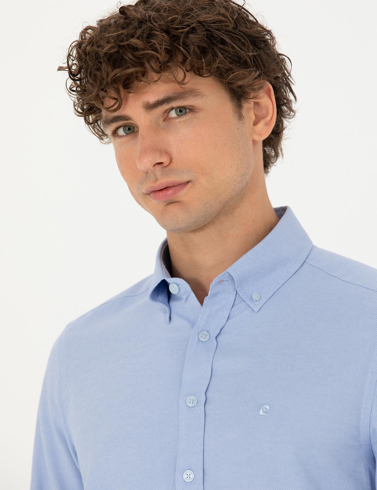 Açık Mavi Slim Fit Uzun Kollu Gömlek - 50275814015