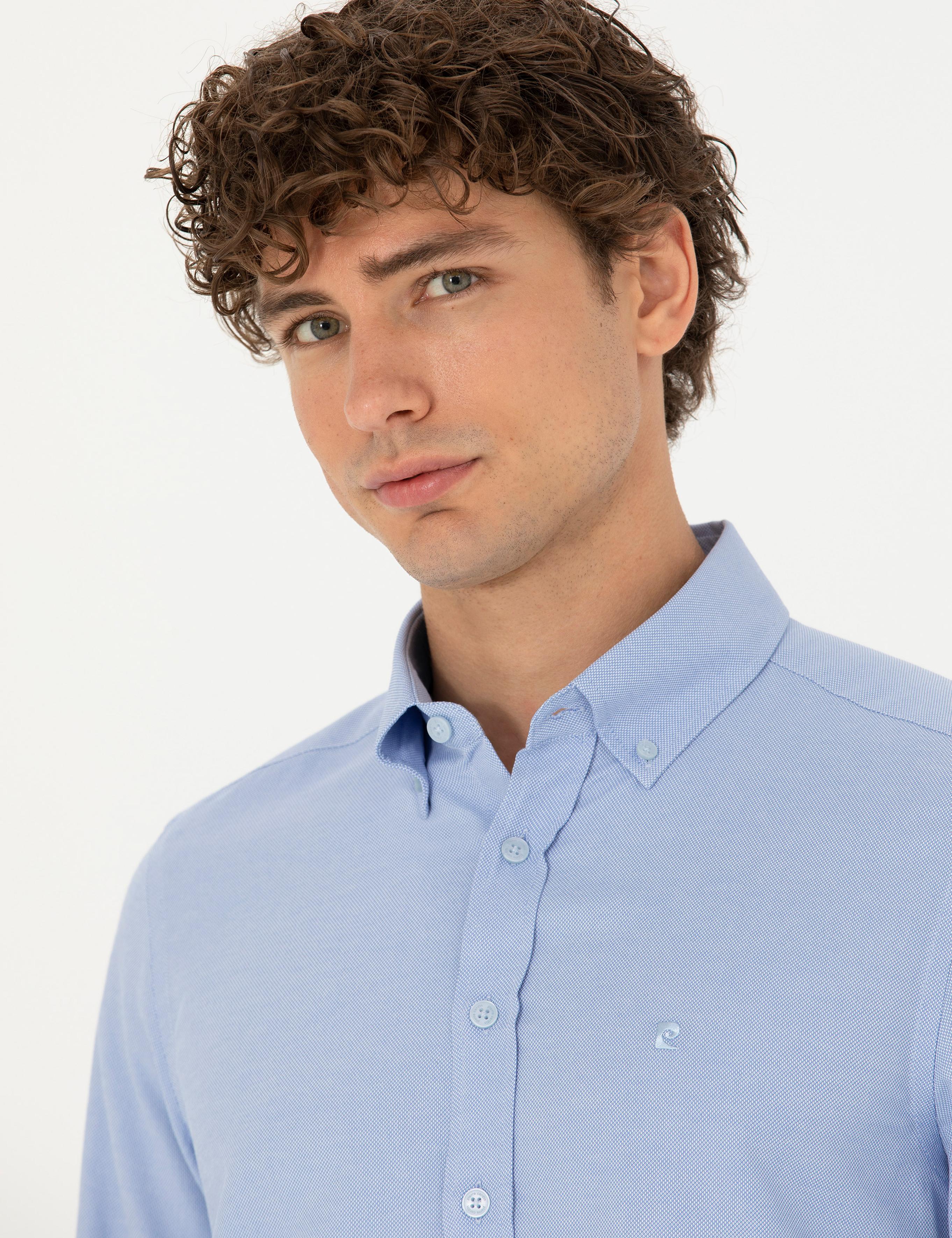 Açık Mavi Slim Fit Uzun Kollu Gömlek