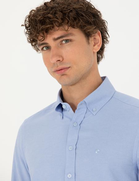 Açık Mavi Slim Fit Uzun Kollu Gömlek - 50275814015