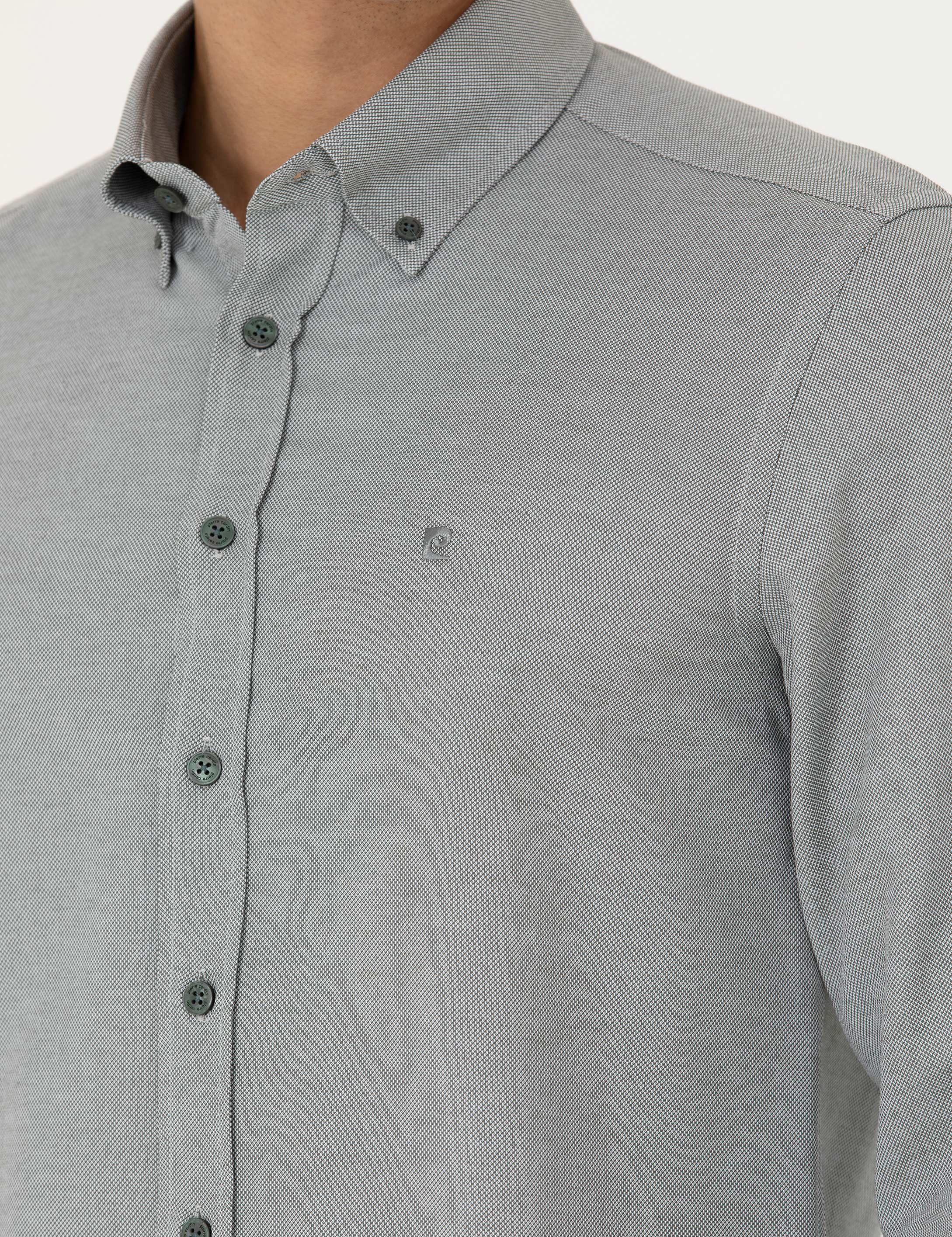 Haki Slim Fit Uzun Kollu Gömlek - Image 7