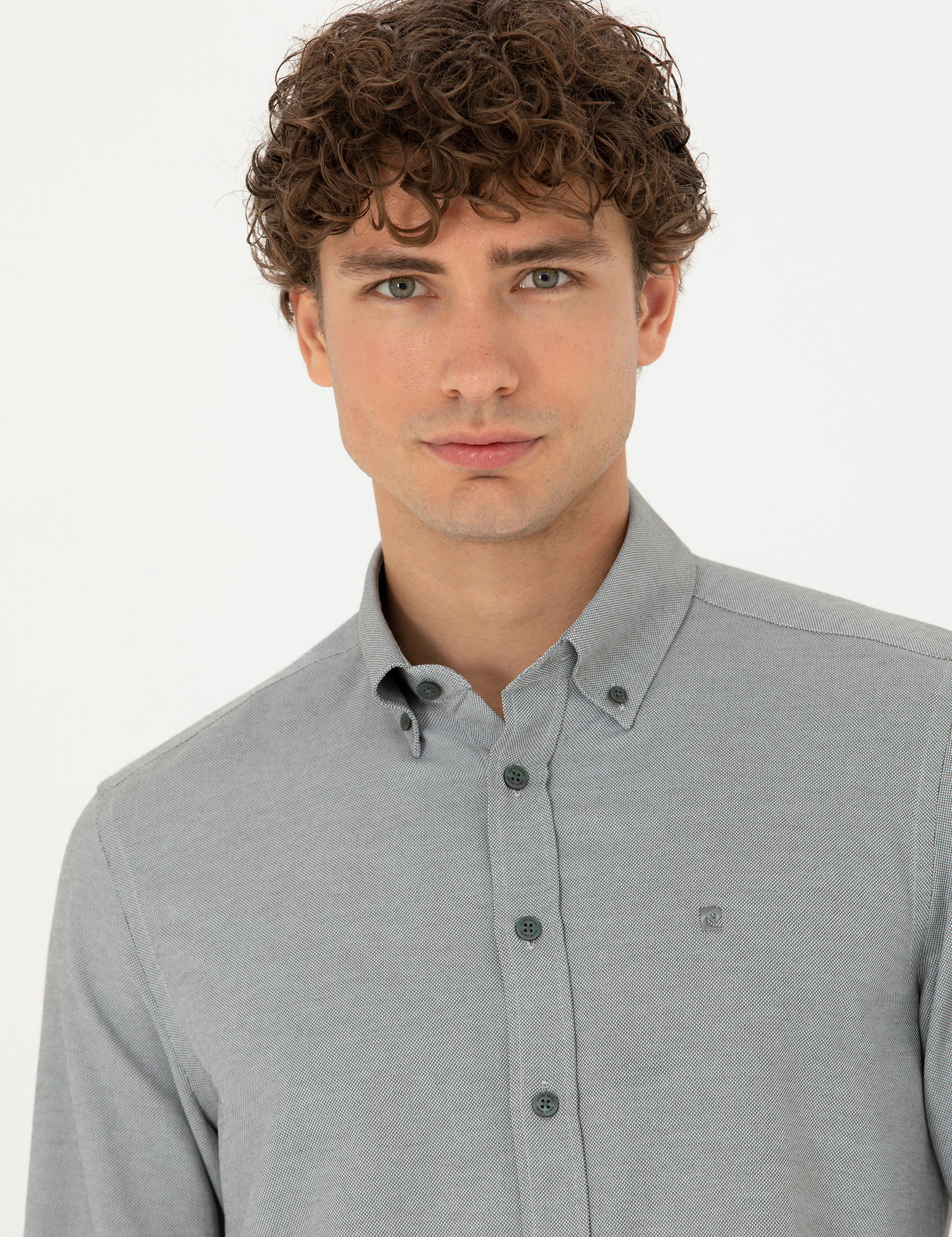 Haki Slim Fit Uzun Kollu Gömlek