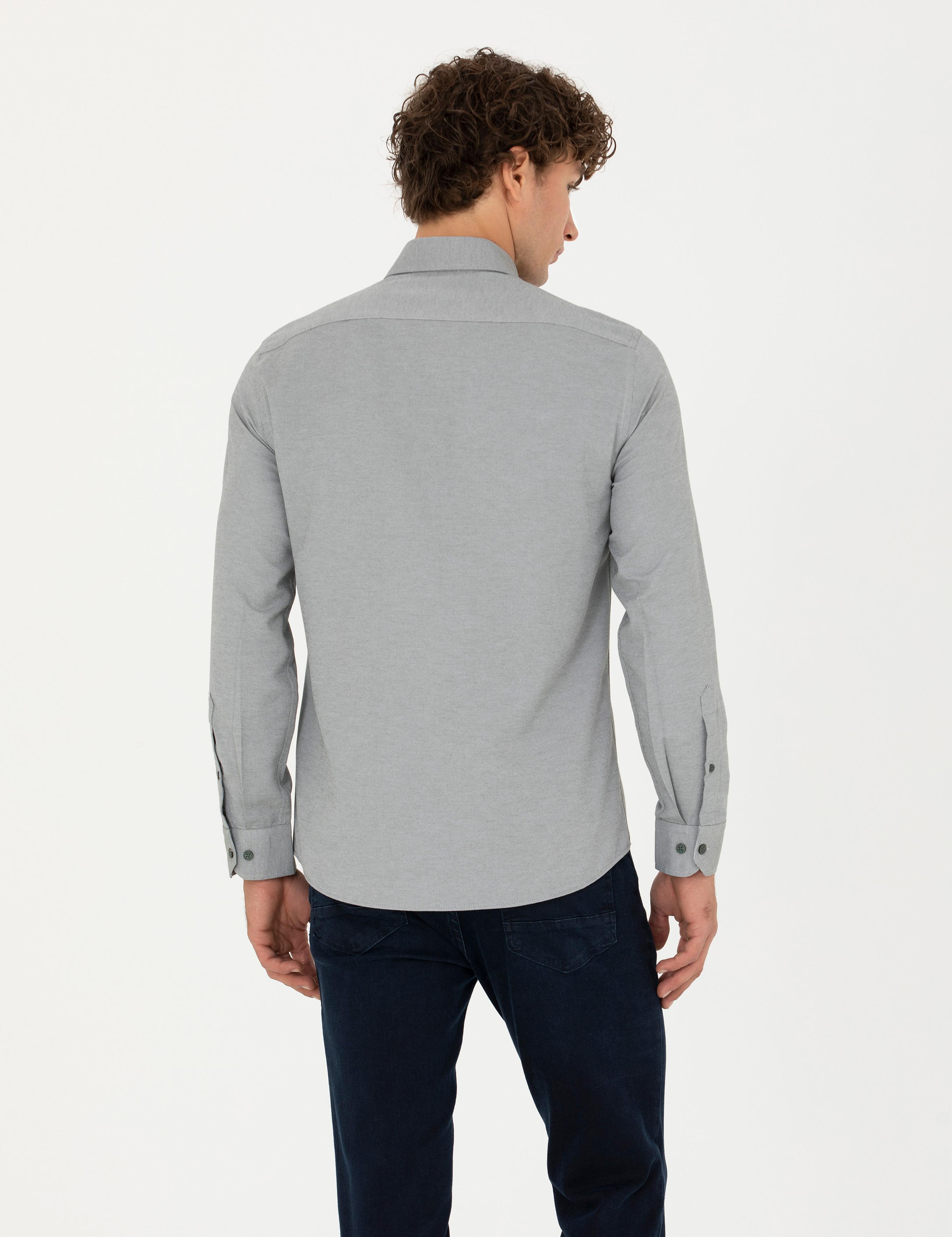 Haki Slim Fit Uzun Kollu Gömlek