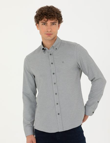 Haki Slim Fit Uzun Kollu Gömlek - 50275814024