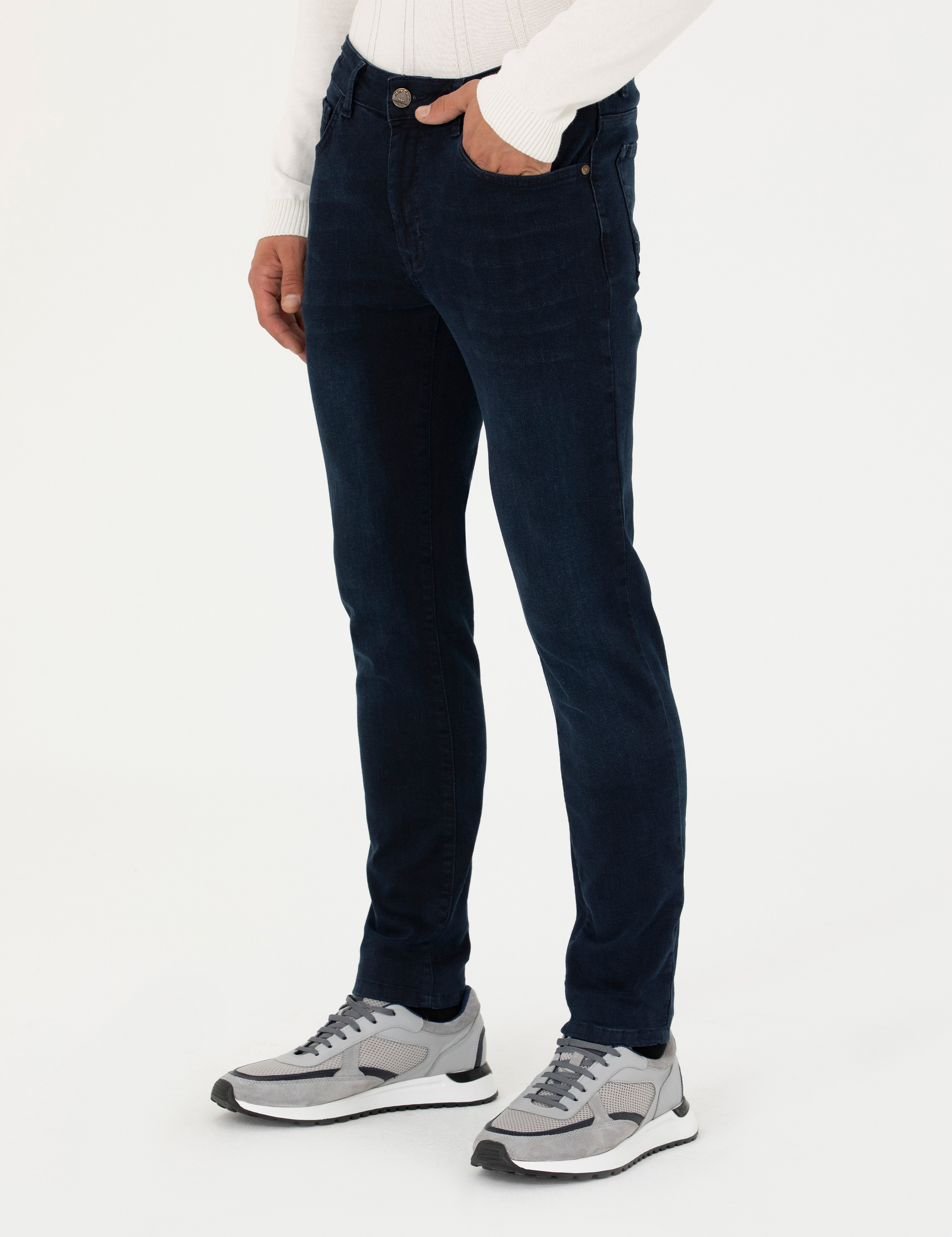 Koyu Lacivert Slim Fit Jean Pantolon - Image 2