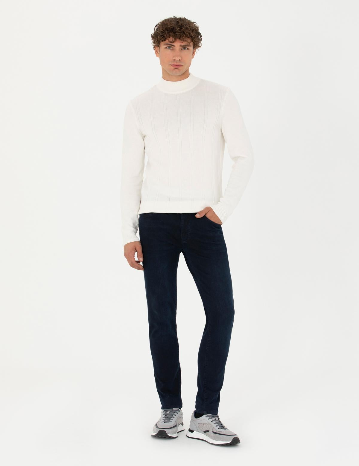 Koyu Lacivert Slim Fit Jean Pantolon