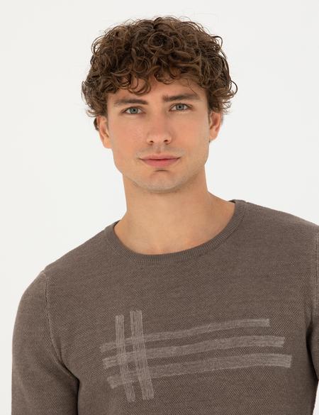 Vizon Melanj Slim Fit Bisiklet Yaka Triko Kazak - 50278091021