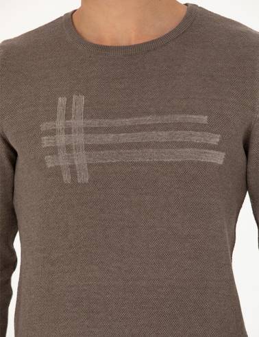 Vizon Melanj Slim Fit Bisiklet Yaka Triko Kazak