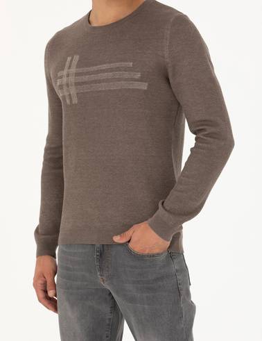 Vizon Melanj Slim Fit Bisiklet Yaka Triko Kazak