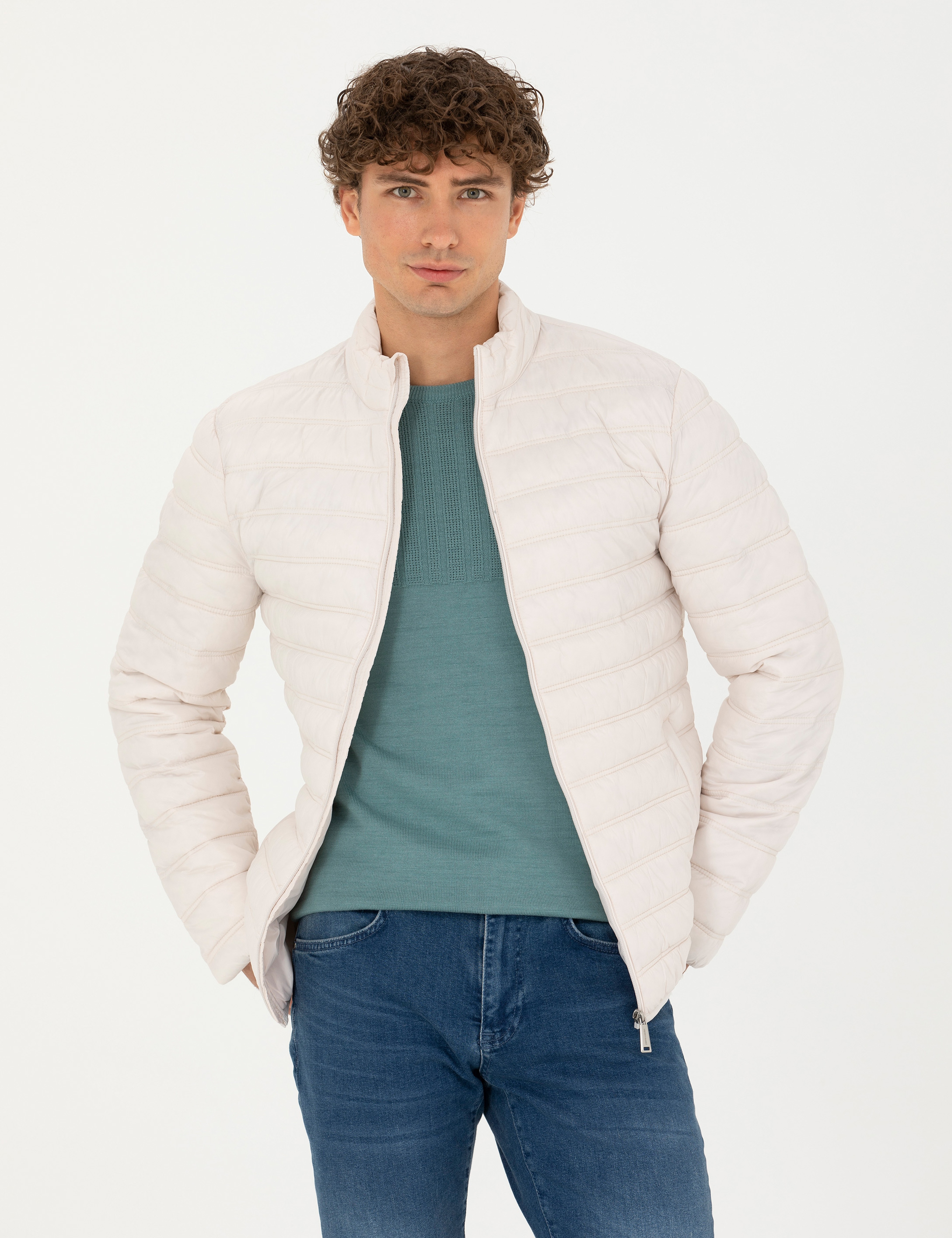 Bej Cropped Slim Mont