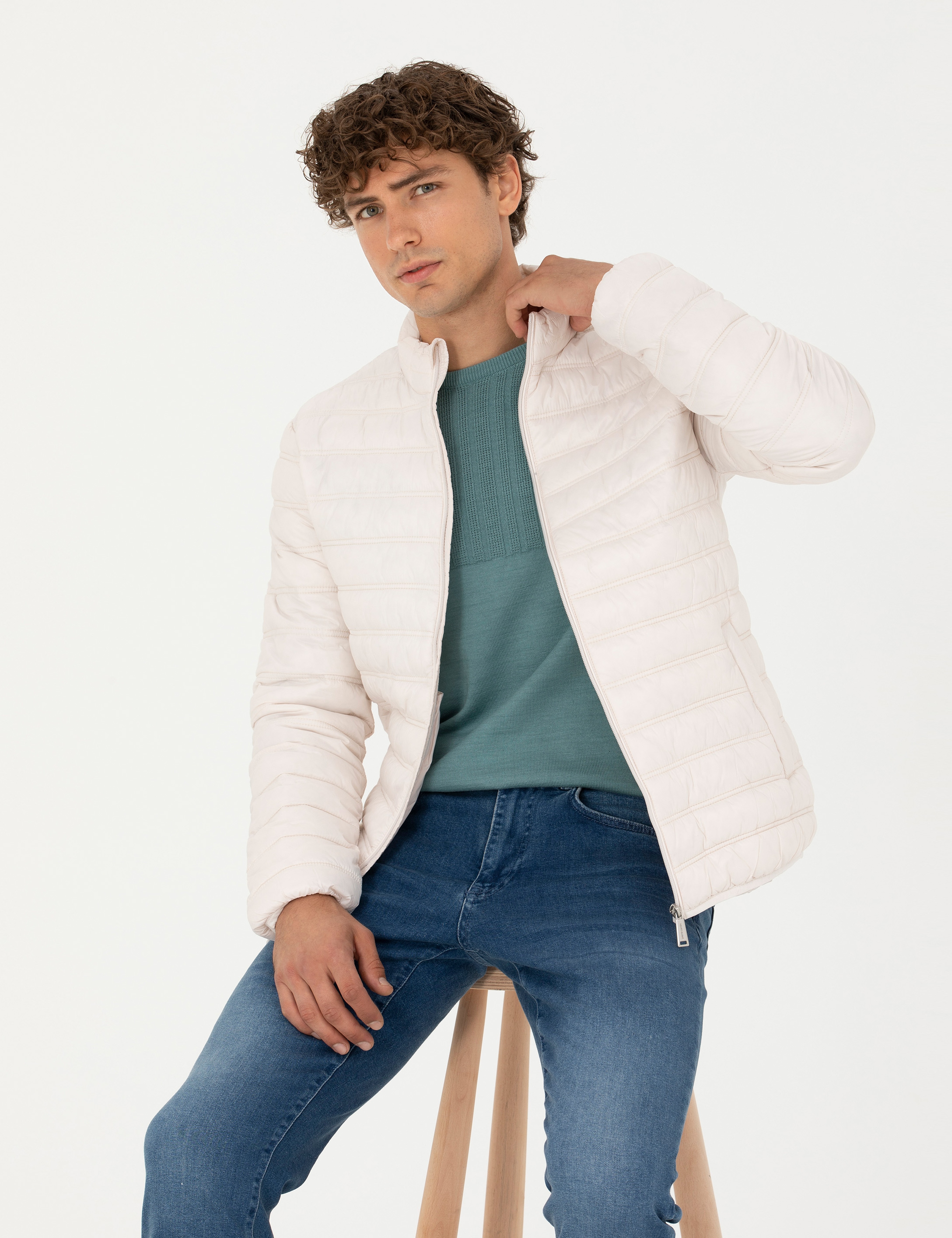 Bej Cropped Slim Mont