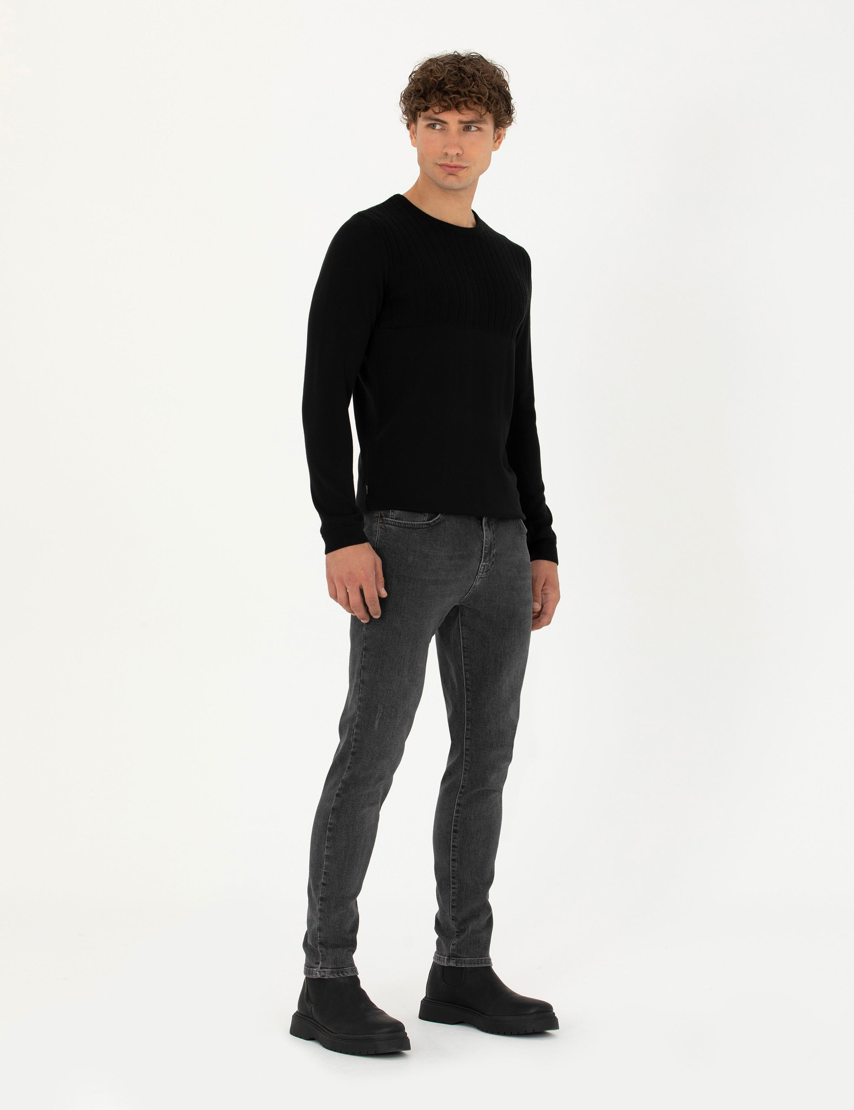 Antrasit Slim Fit Jean Pantolon