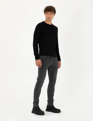 Antrasit Slim Fit Jean Pantolon