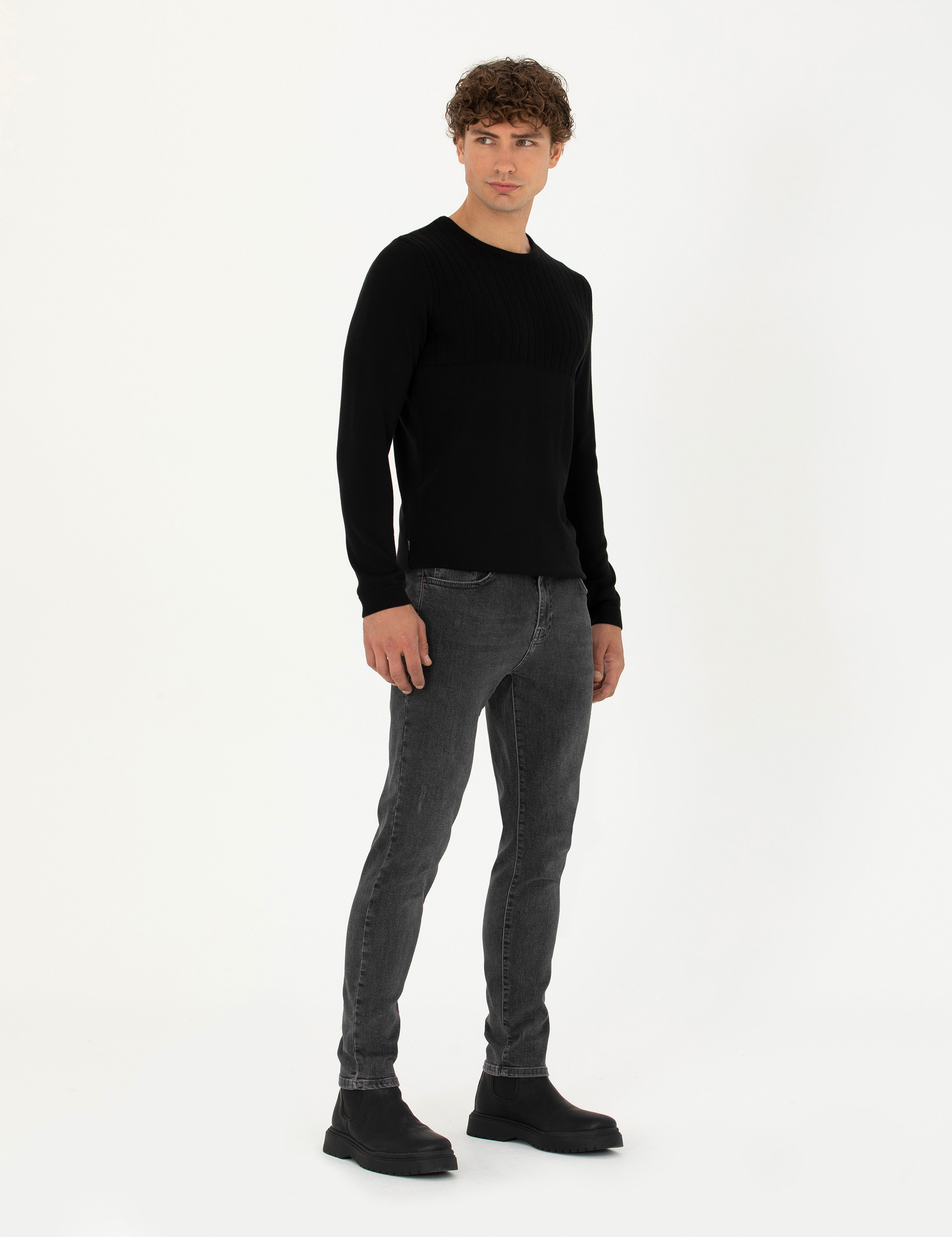 Antrasit Slim Fit Jean Pantolon - Image 3