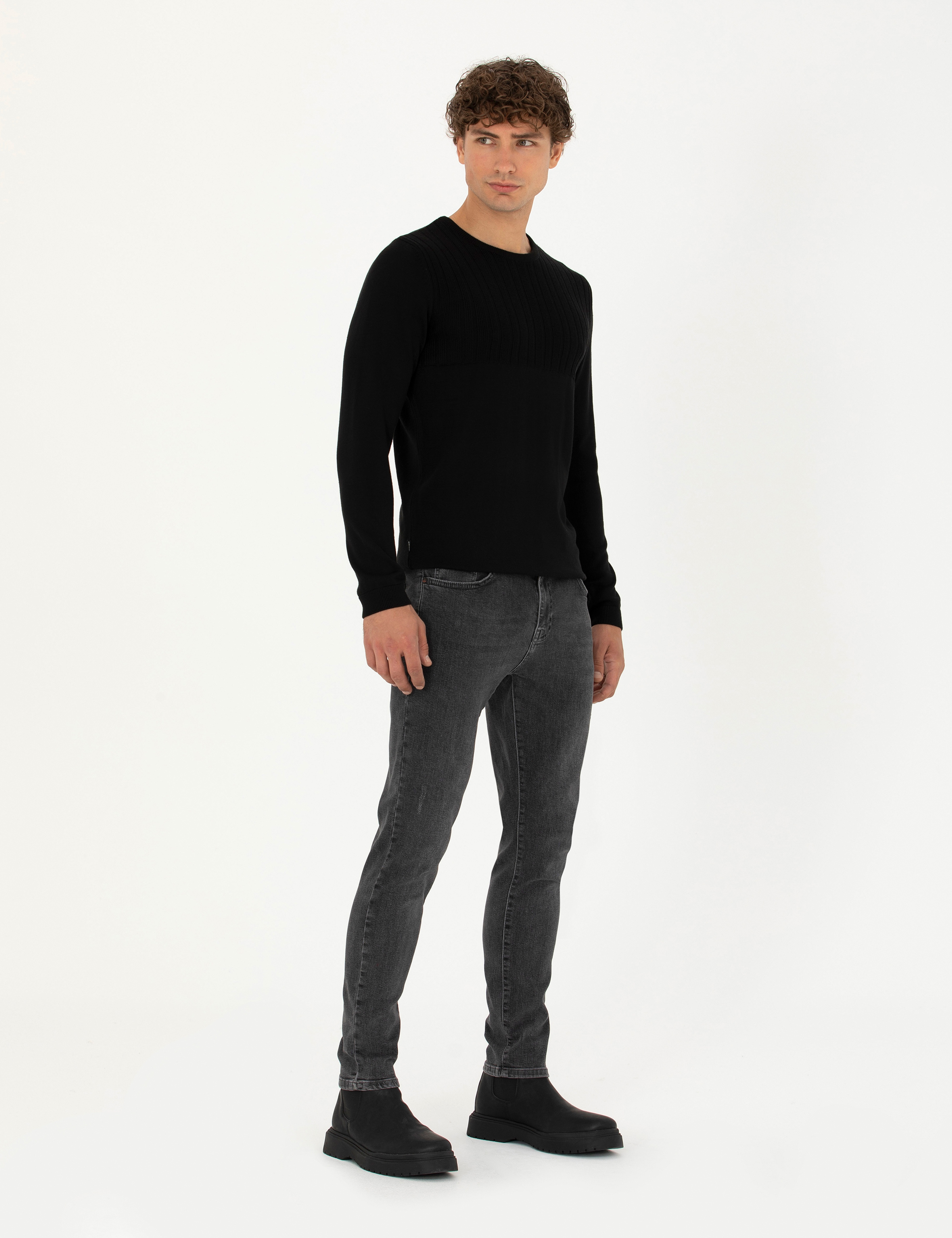 Antrasit Slim Fit Jean Pantolon