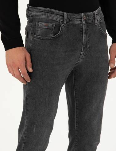 Antrasit Slim Fit Jean Pantolon