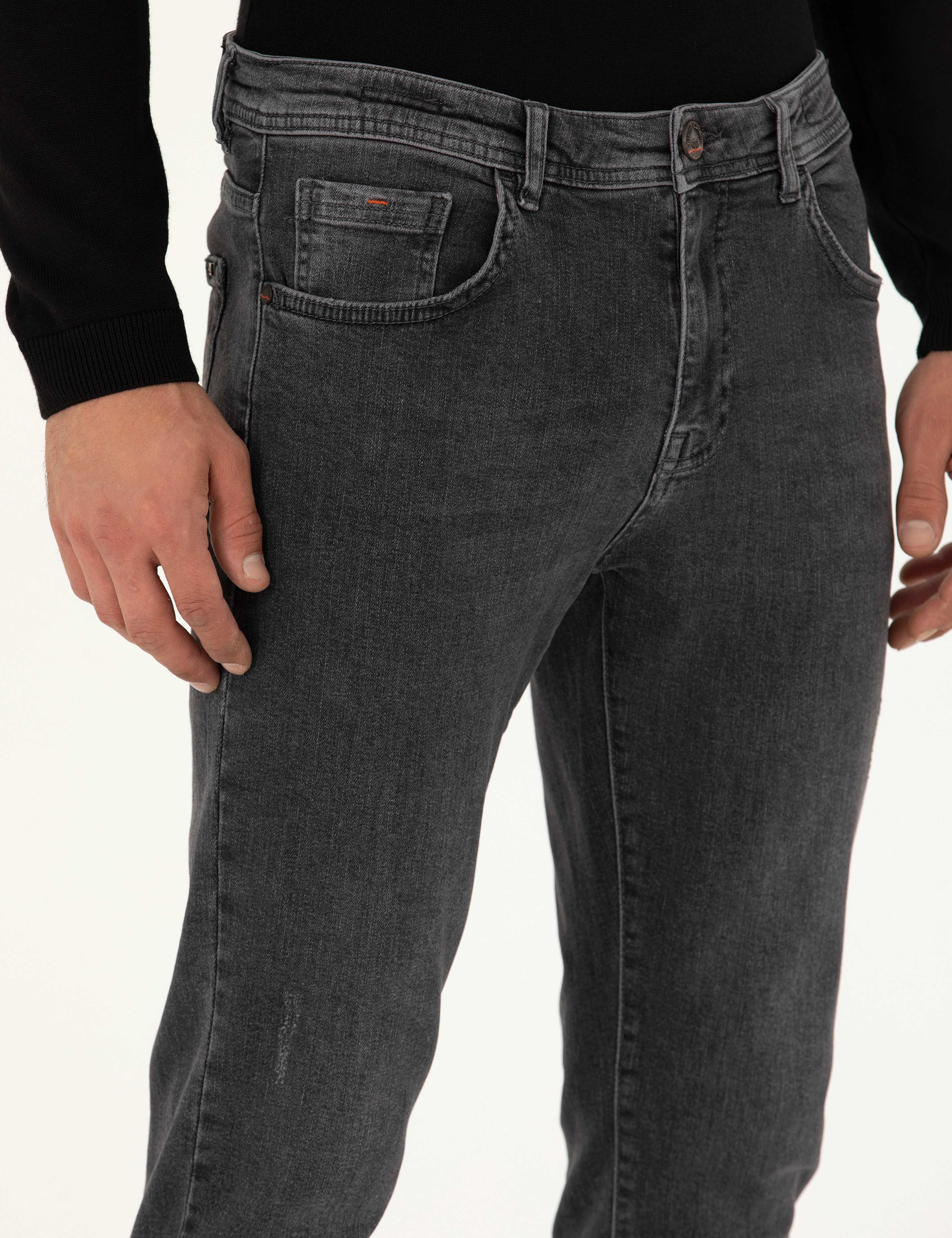 Antrasit Slim Fit Jean Pantolon