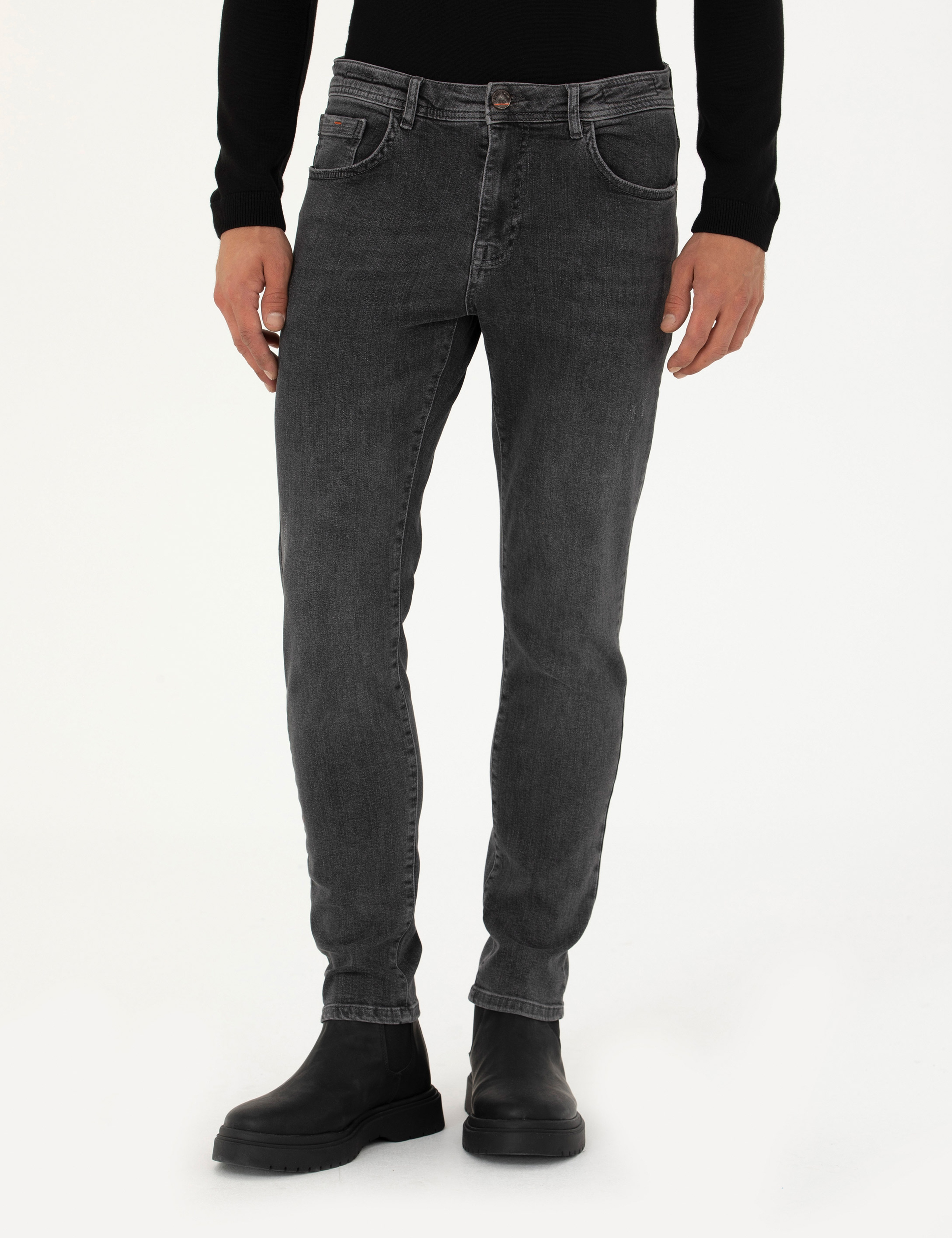 Antrasit Slim Fit Jean Pantolon