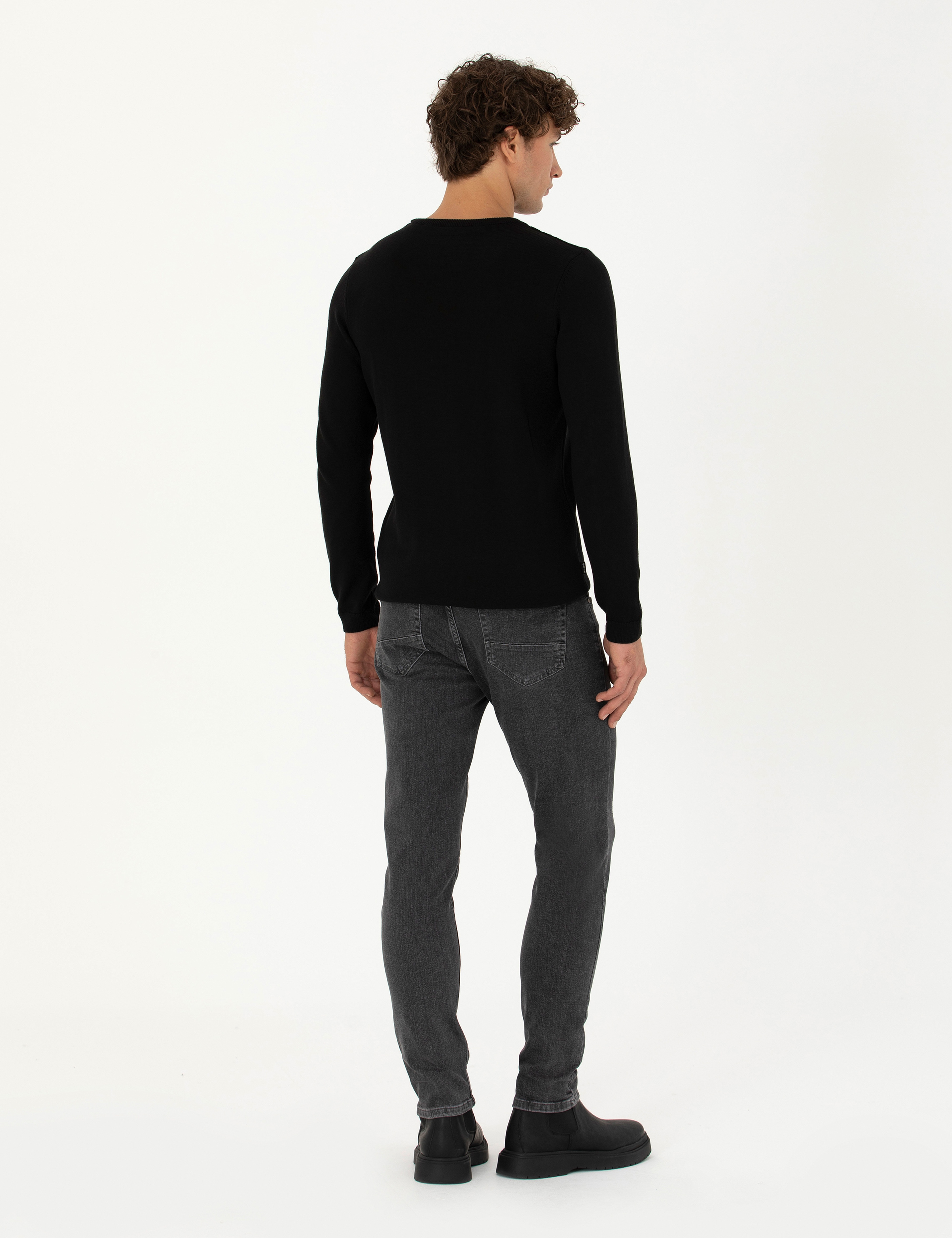 Antrasit Slim Fit Jean Pantolon - Image 4