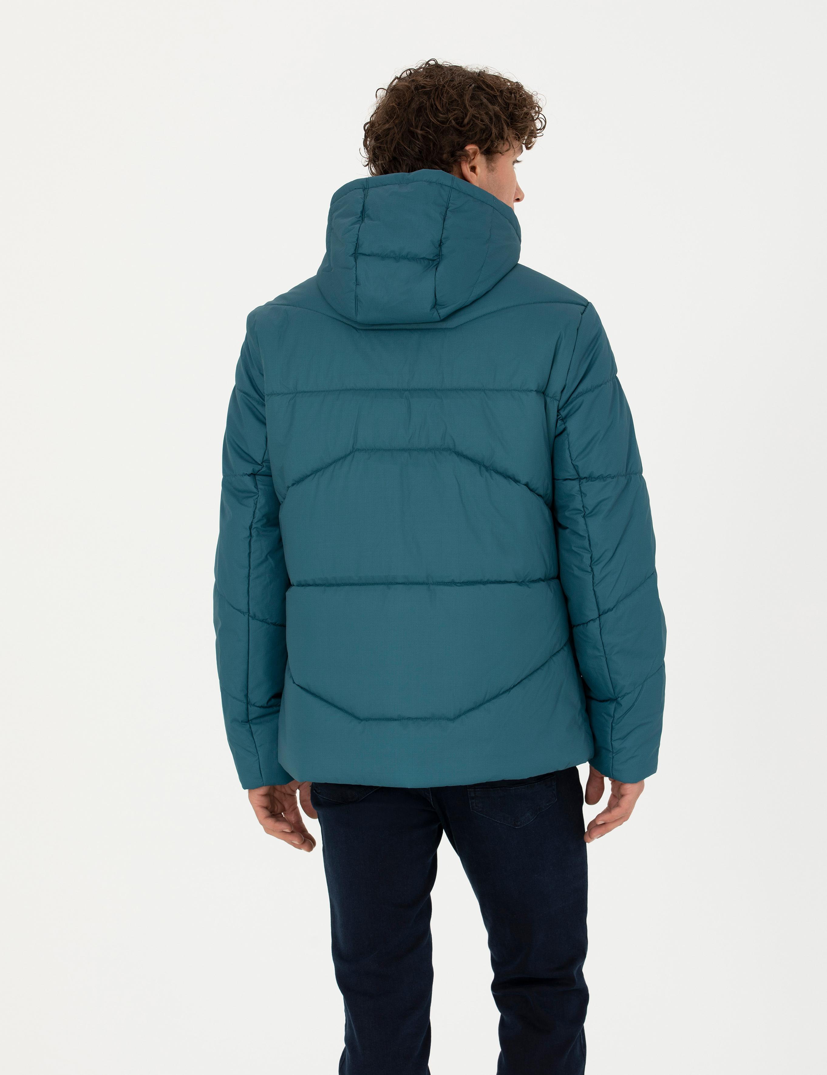 Petrol Kapüşonlu Şişme Spor Mont