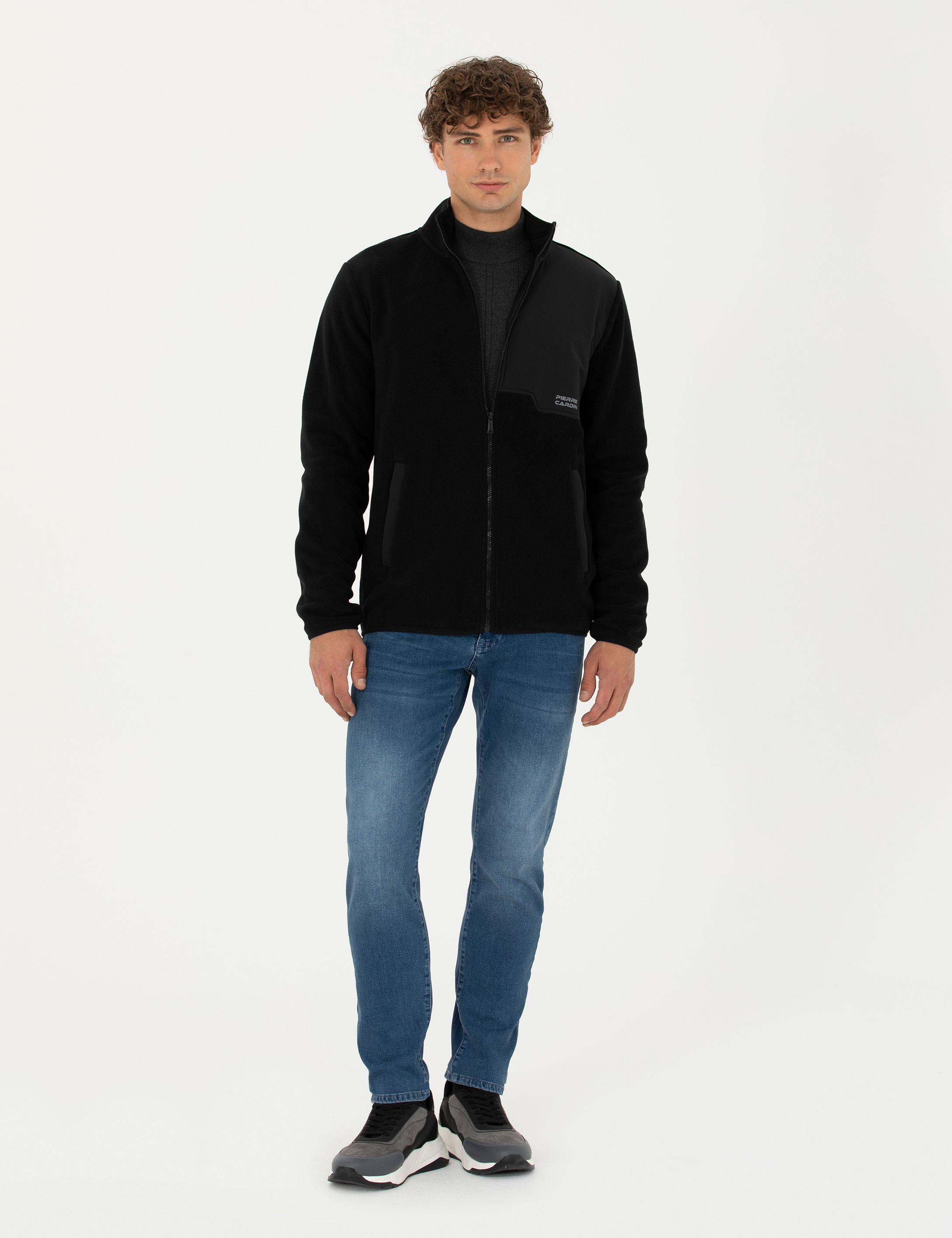 Siyah Regular Fit Polar Hırka