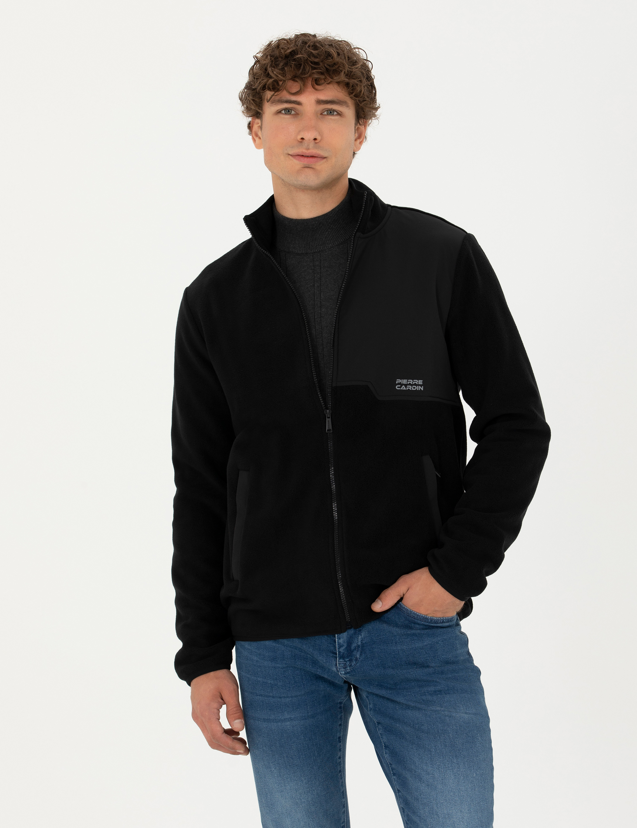 Siyah Regular Fit Polar Hırka
