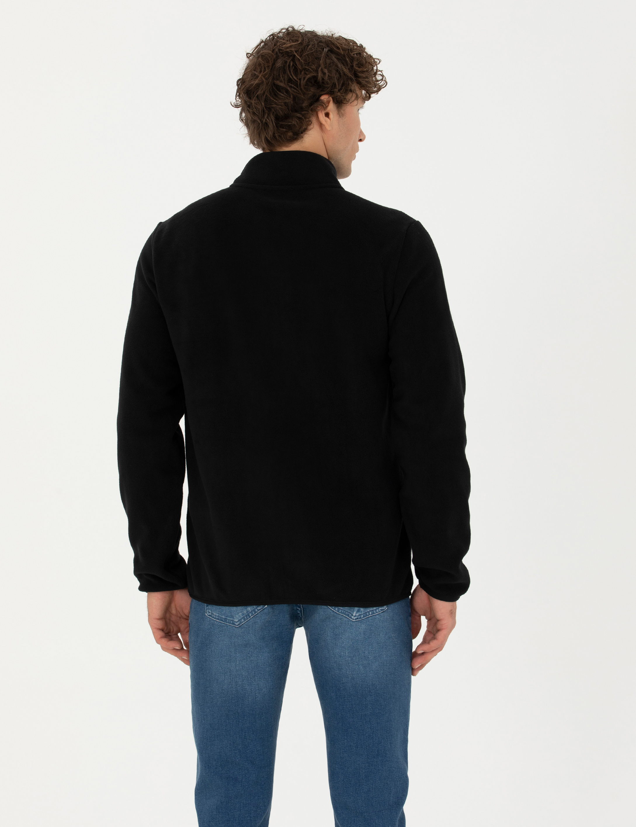 Siyah Regular Fit Polar Hırka - Image 5