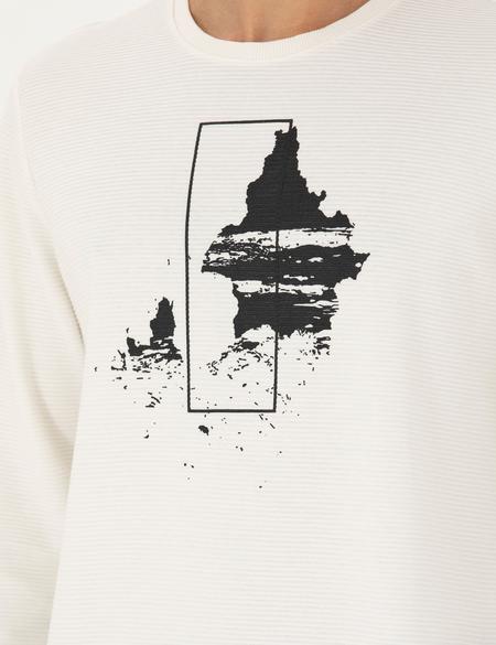 Ekru Regular Fit %100 Pamuk Bisiklet Yaka Sweatshirt - 50272505017