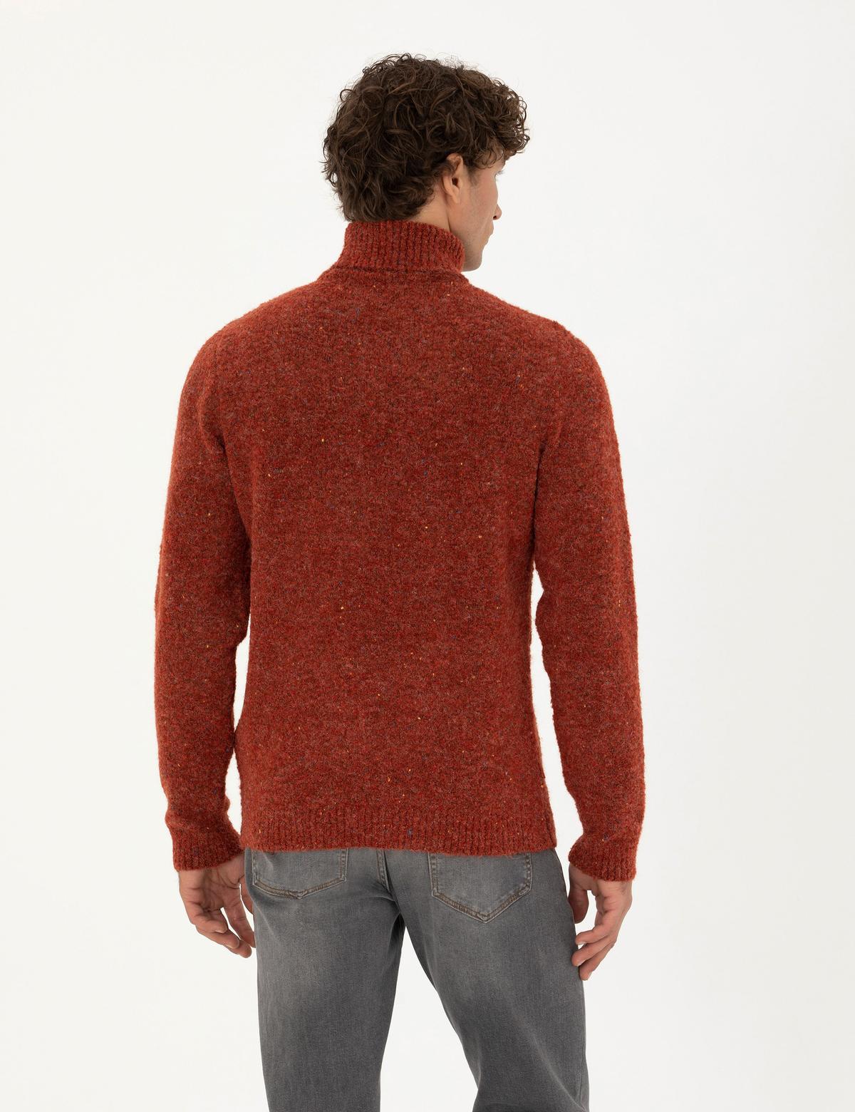 Kiremit Regular Fit Balıkçı Yaka Yün Karışımlı Triko Kazak - 50278103001