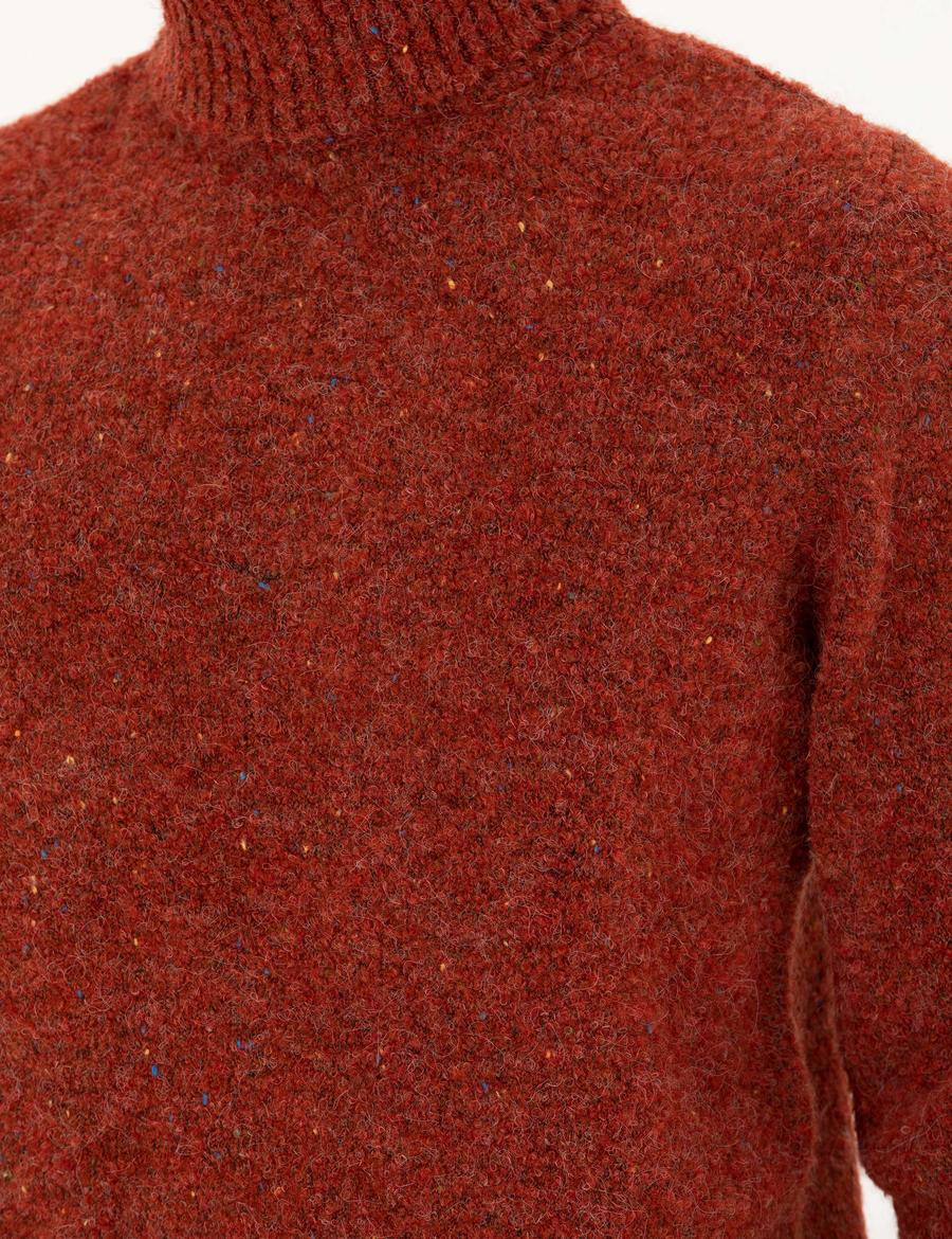 Kiremit Regular Fit Balıkçı Yaka Yün Karışımlı Triko Kazak