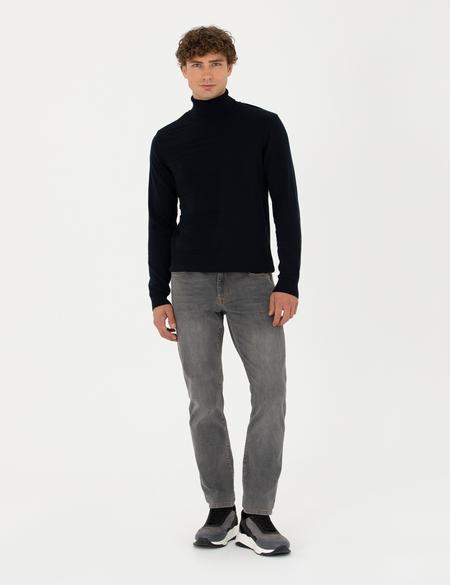 Lacivert Slim Fit Balıkçı Yaka Triko Kazak - 50281831008