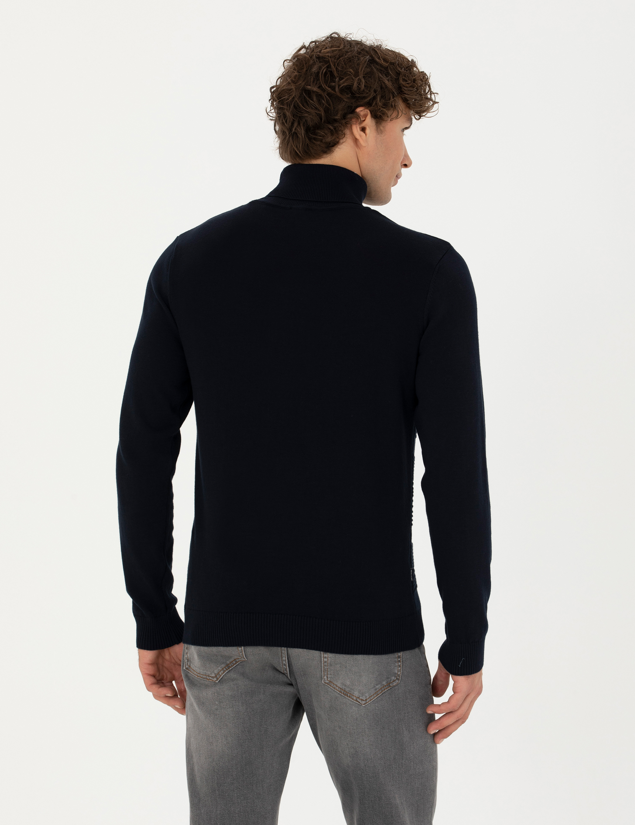 Pierre Cardin Lacivert Slim Fit Balıkçı Yaka Triko Kazak görsel 5